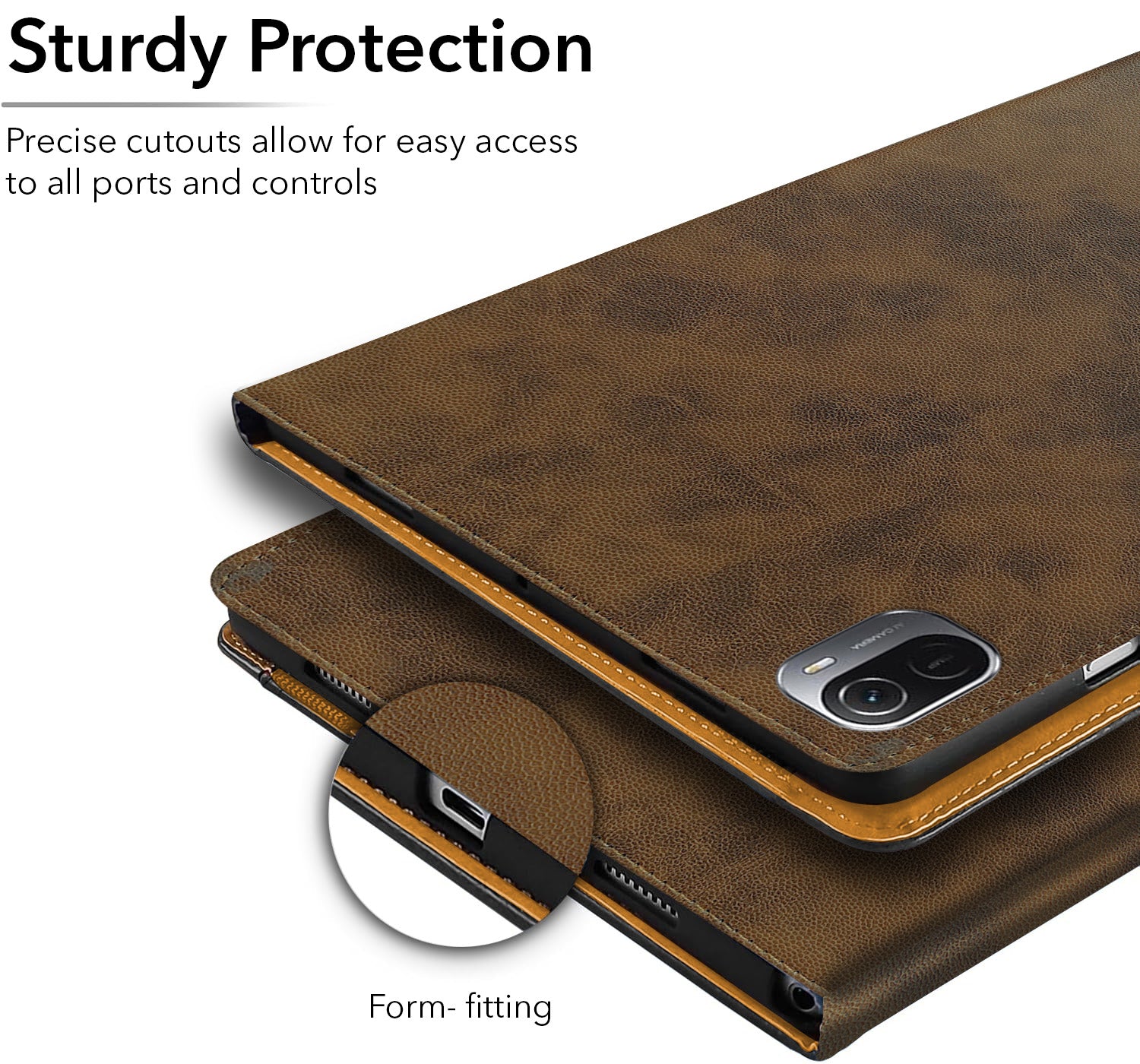 For Xiaomi Pad 5 11 Inch 21051182G/21051182C Flip Cover Folio Cover (PU Leather | Multi-Angle Smart Stand | Card Storage Slots | Silicone Back Pouch)
