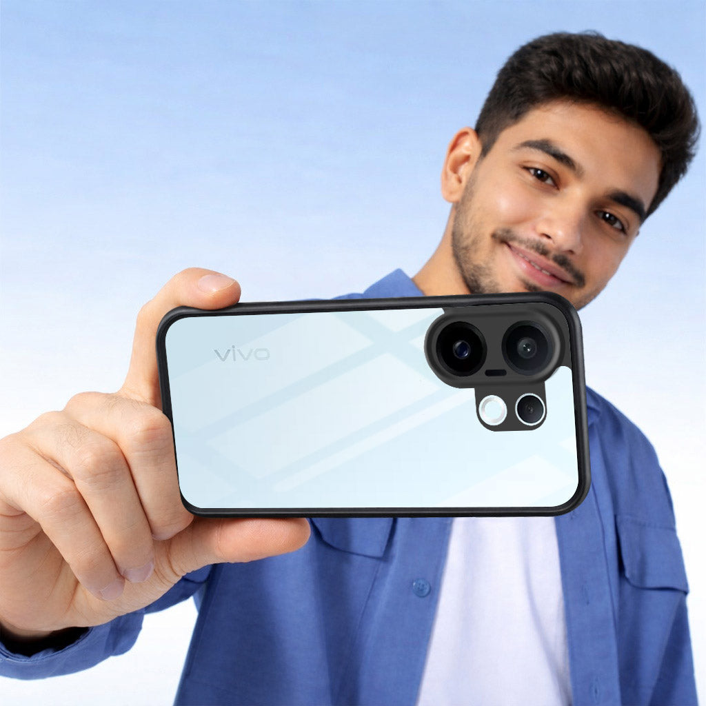 For Vivo X200 FE Combo with Back Cover and 9H Tempered Glass (Lifetime Anti-Yellow | Crystal Clear Shockproof | Oleophobic Coating Screen Glass)