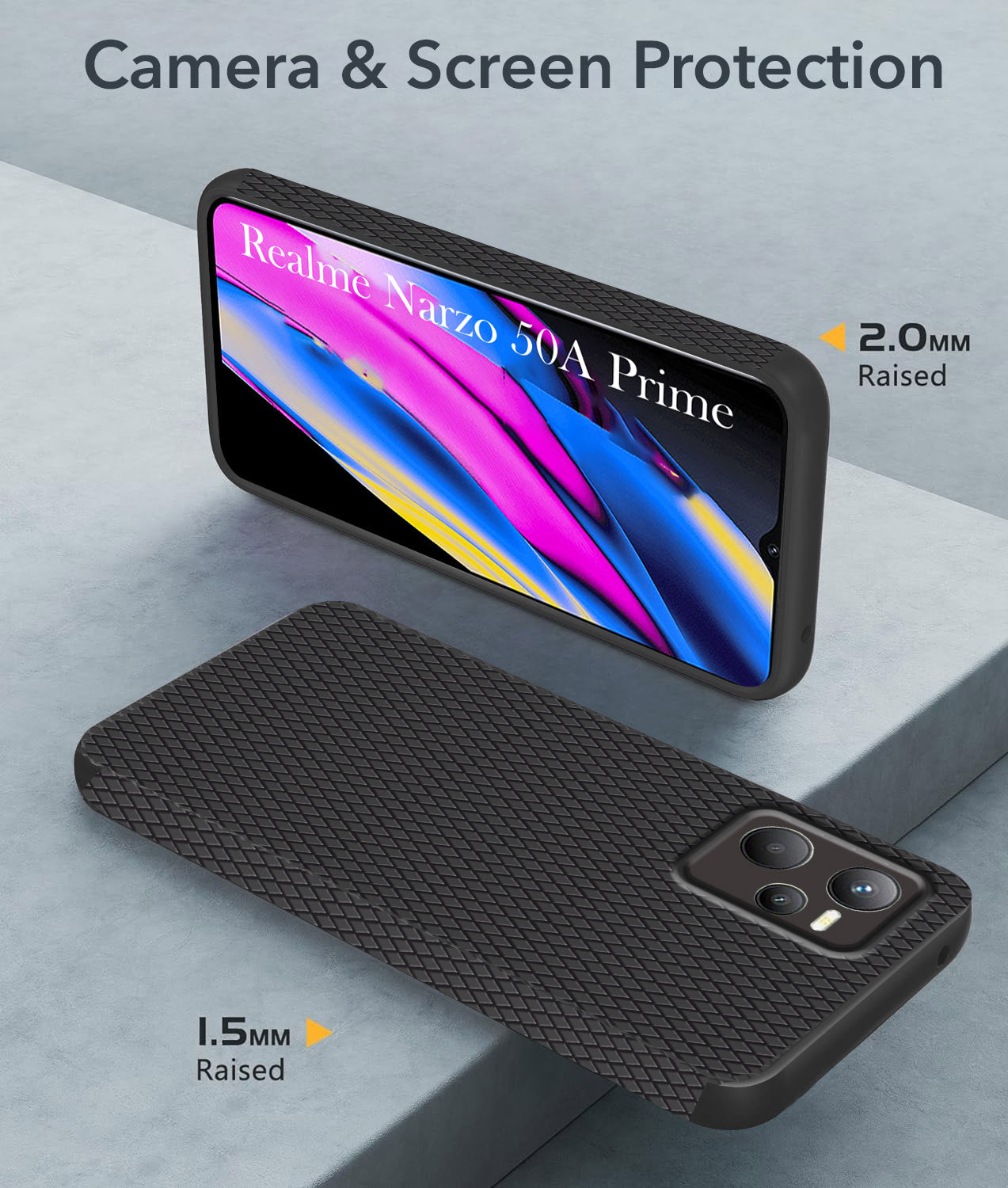 For Realme Narzo 50A Prime Back Cover Case (Liquid Silicone | Side Grip | Camera Protection)