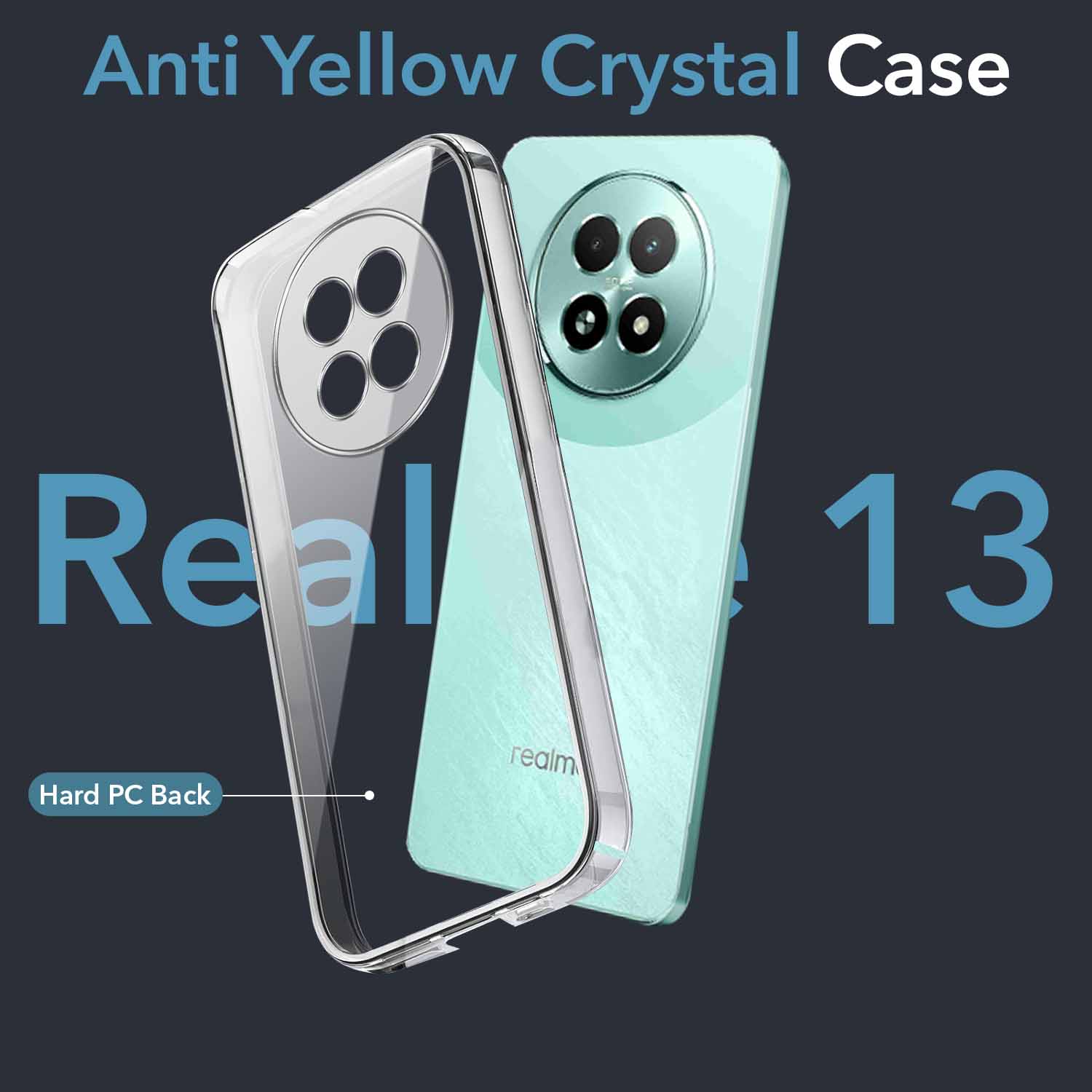 For Realme 13 Back Cover Case Lifetime Anti-Yellow Clear (Sleek Hard Crystal | Shockproof and Camera Protection)