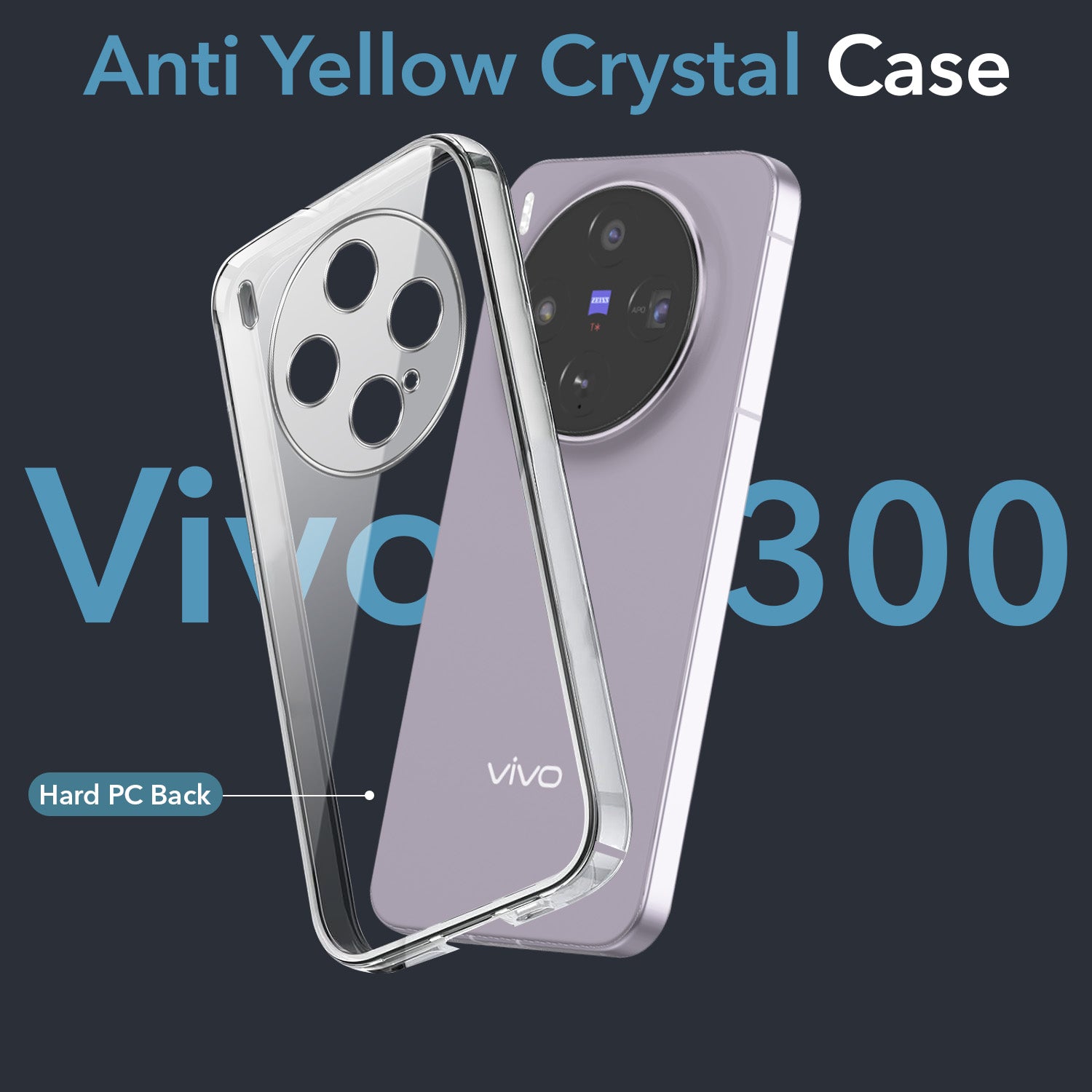 For Vivo X300 5G Back Cover Case Lifetime Anti-Yellow Clear (Sleek Hard Crystal | Shockproof and Camera Protection)