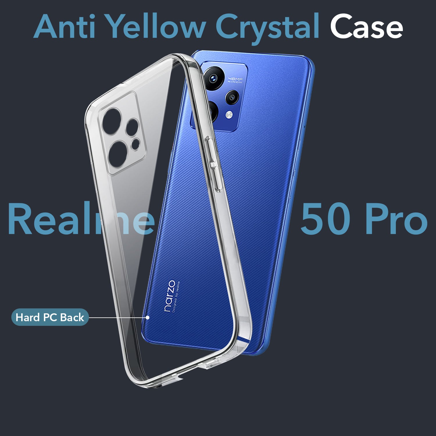 For Realme Narzo 50 Pro Back Cover Case (Hard Anti Yellow Clear Case | Sleek Hard Crystal Clear | Drop & Camera Protection | Shockproof Polycarbonate)