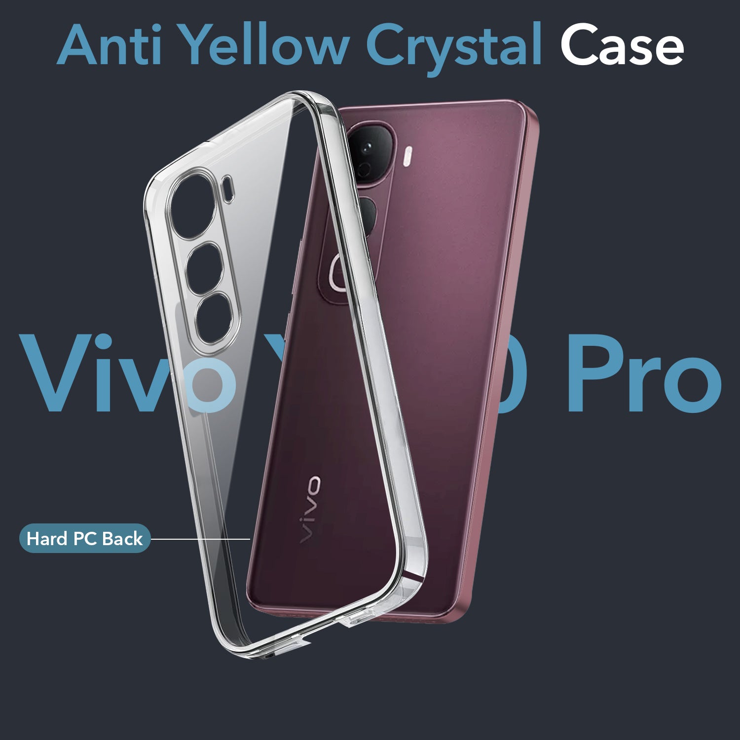 For Vivo Y400 Pro Back Cover Case Lifetime Anti-Yellow Clear (Sleek Hard Crystal | Shockproof and Camera Protection)
