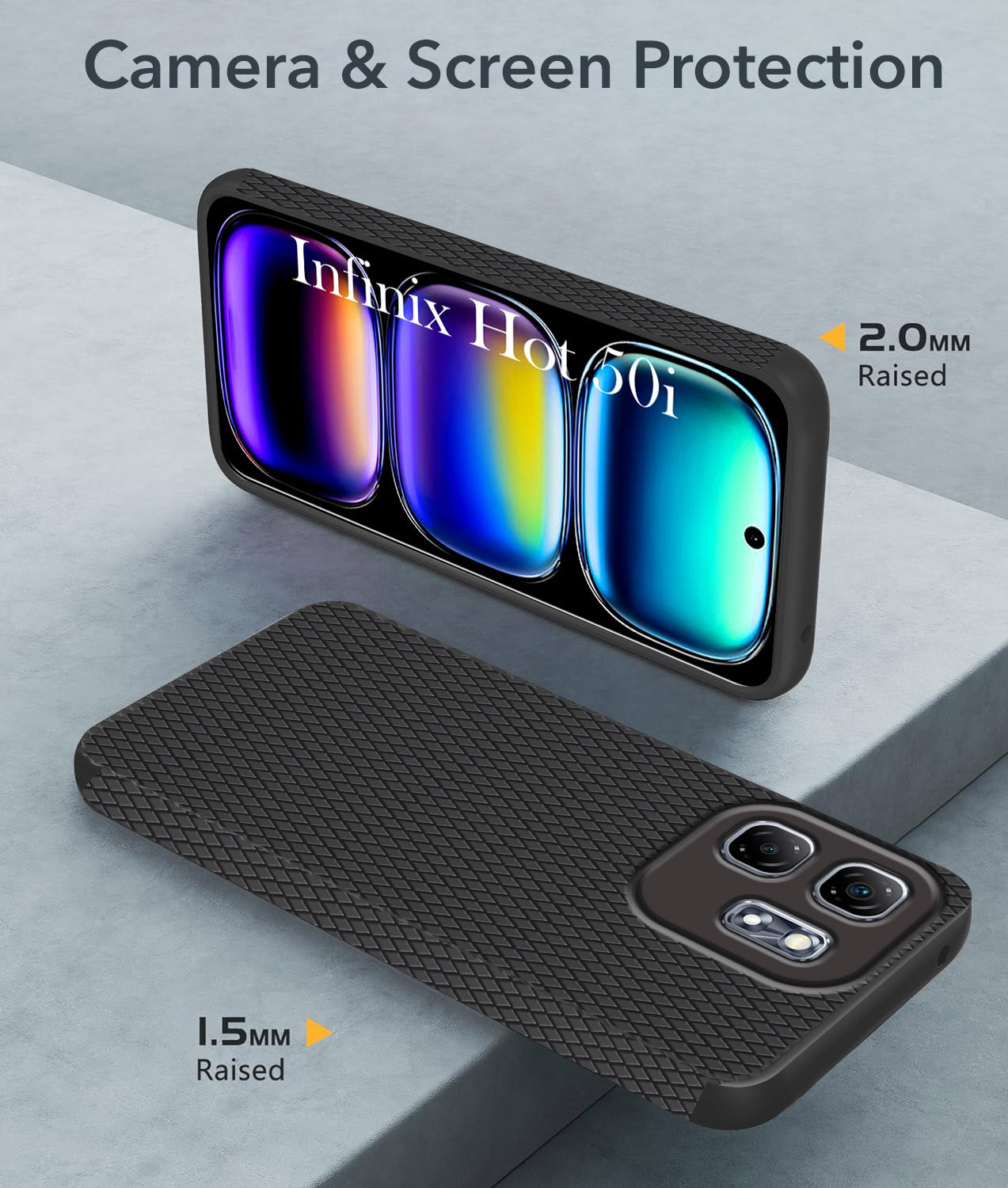 For Infinix Hot 50i Back Cover Case (Camera Protection | Side Grip Texture | Soft and Flexible)