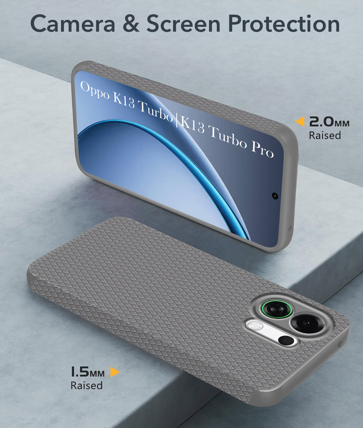 For Oppo K13 Turbo | Oppo K13 Turbo Pro Back Cover Case (Camera Protection | Side Grip Texture | Soft and Flexible)