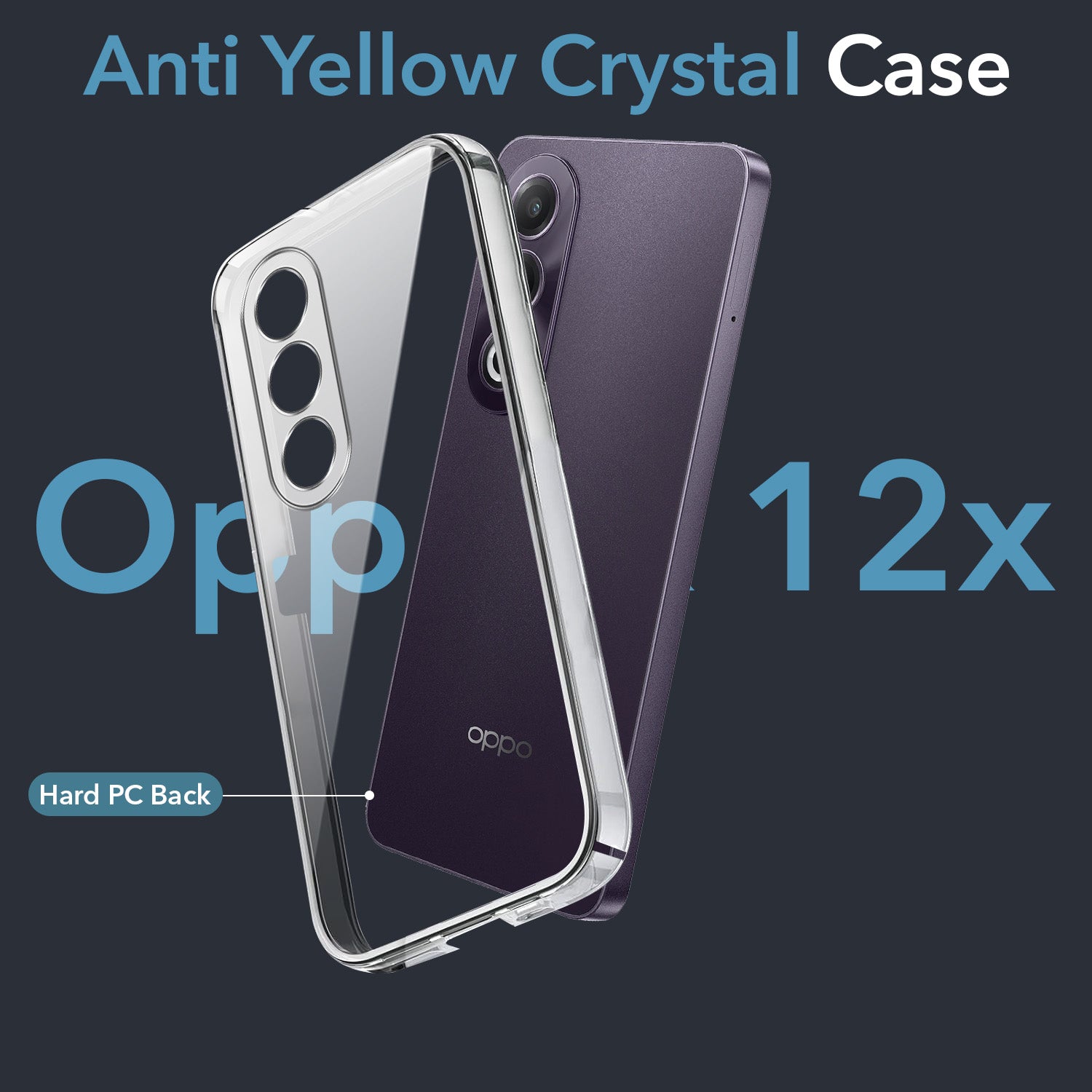 For Oppo K12x 5G Back Cover Case (Hard Anti Yellow Clear Case | Sleek Hard Crystal Clear | Drop & Camera Protection | Shockproof Polycarbonate)