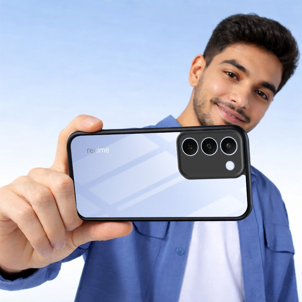 For Realme C83 5G Combo with Back Cover and 9H Tempered Glass (Lifetime Anti-Yellow | Crystal Clear Shockproof | Oleophobic Coating Screen Glass)