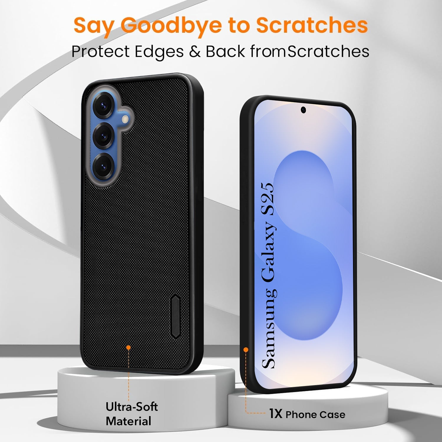 For Samsung Galaxy S25 Combo with Back Cover and 9H Tempered Glass (Textured Grip Design | Micro-Fiber Cloth Inside | Oleophobic Coating Screen Glass)