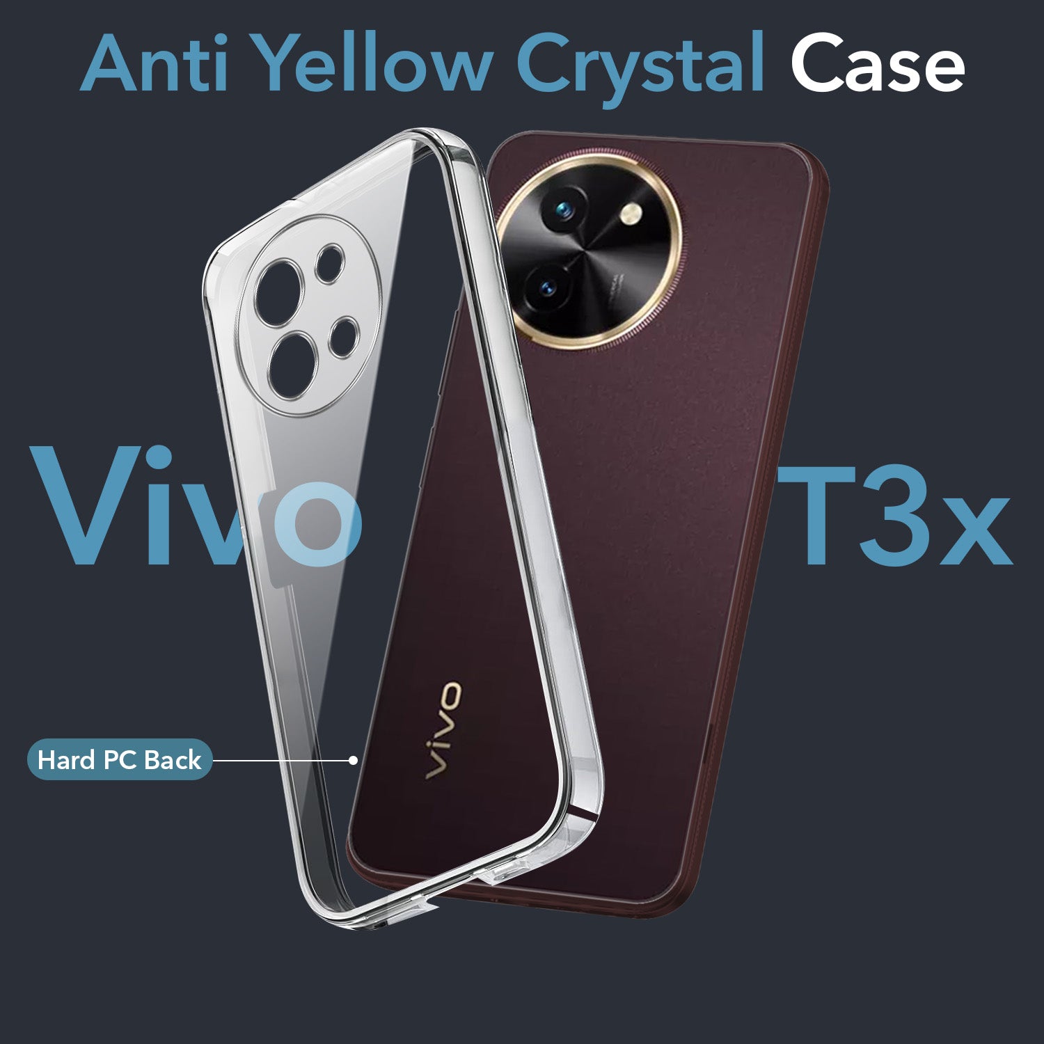 For Vivo T3x 5G Back Cover (Hard Anti Yellow Clear Case | Drop & Camera Protection | Shockproof Polycarbonate)