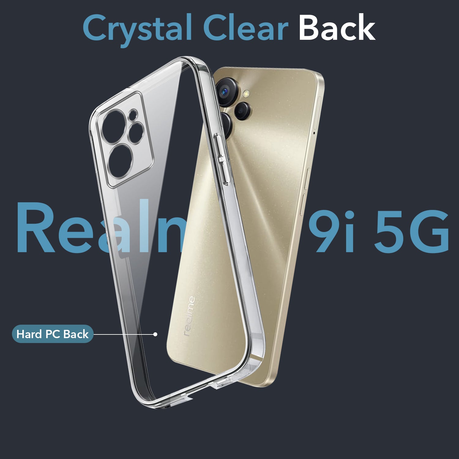For Realme 9i 5G Back Cover Case Lifetime Anti-Yellow Clear (Sleek Hard Crystal | Shockproof and Camera Protection)