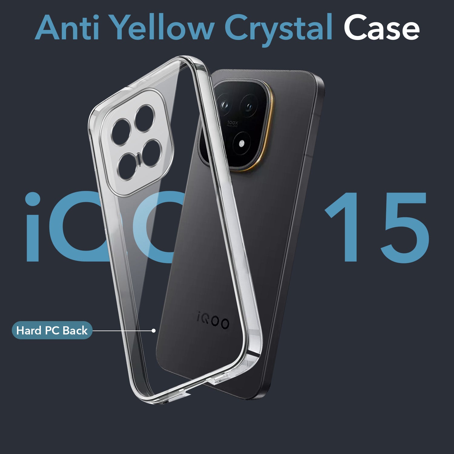For Vivo iQOO 15 5G Back Cover Case Lifetime Anti-Yellow Clear (Sleek Hard Crystal | Shockproof and Camera Protection)