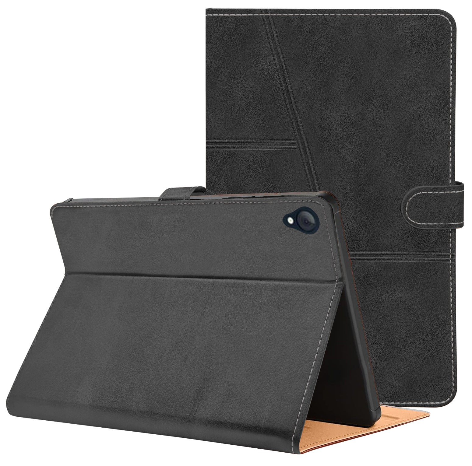 For Flip Cover Folio Case  Lenovo Tab K10 10 Inch TB-X6C6F / X6C6X  (PU Leather | Multi-Angle Smart Stand | Card Storage Slots | Silicone Back Pouch)