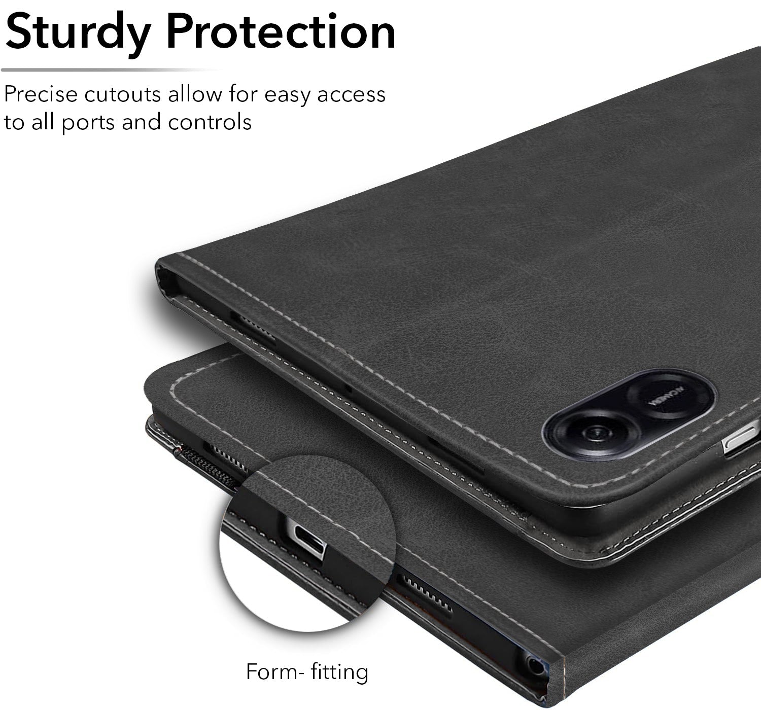 For Honor Pad X9 11.5 Inch Flip Cover Folio Case (PU Leather | Multi-Angle Smart Stand | Card Storage Slots | Silicone Back Pouch)