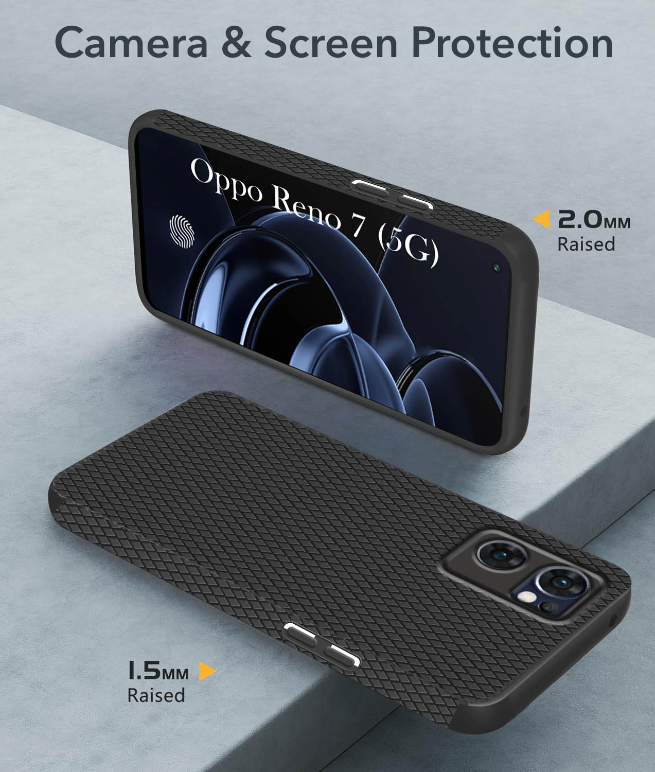 For Oppo Reno7 5G | Reno 7 5G Back Cover Case (Camera Protection | Side Grip Texture | Soft and Flexible)