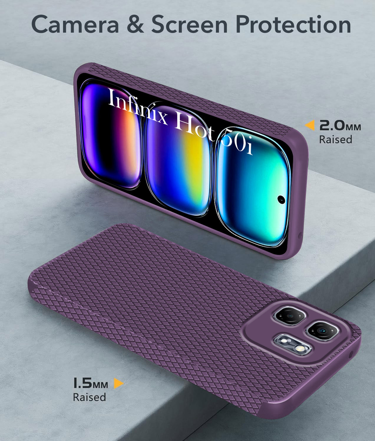 For Infinix Hot 50i Back Cover Case (Camera Protection | Side Grip Texture | Soft and Flexible)