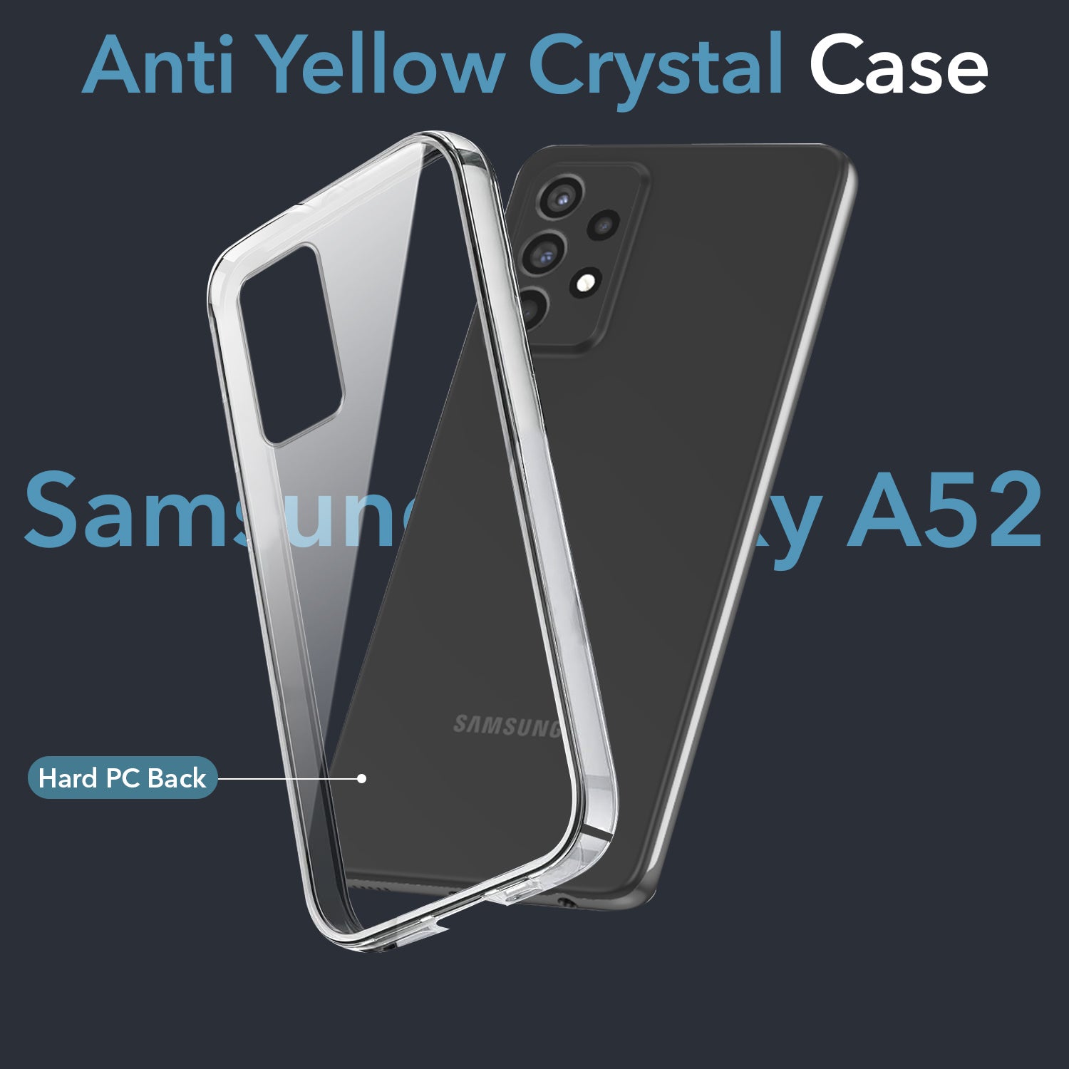 For Samsung Galaxy A52 | A52 5G | A52s 5G Back Cover Case Lifetime Anti-Yellow Clear (Sleek Hard Crystal | Shockproof and Camera Protection)