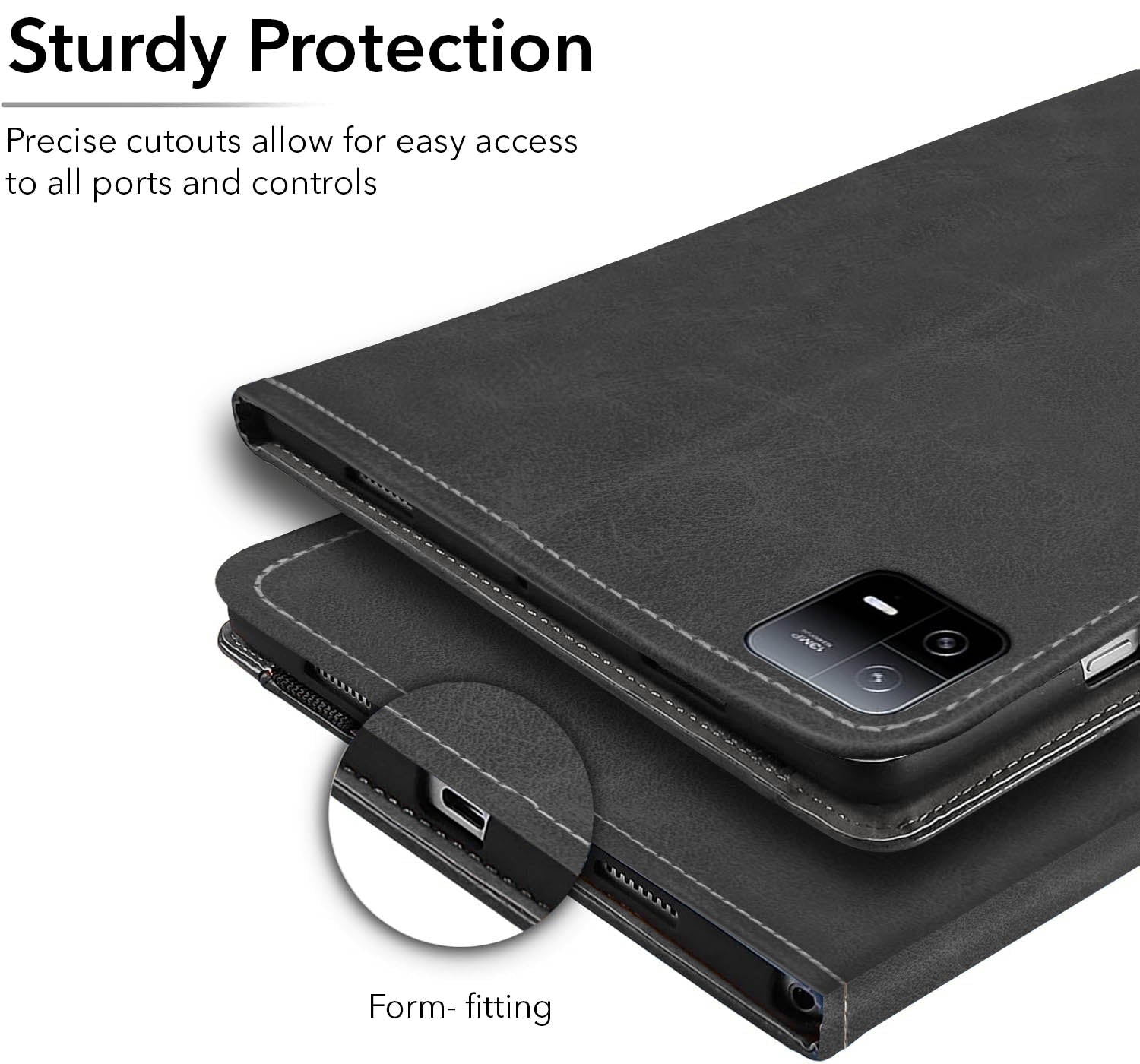 For Xiaomi Pad 6 11 Inch 23043RP34C/23043RP34G/23043RP34I Flip Cover Folio Case(PU Leather | Multi-Angle Smart Stand | Card Storage Slots | Silicone Back Pouch)