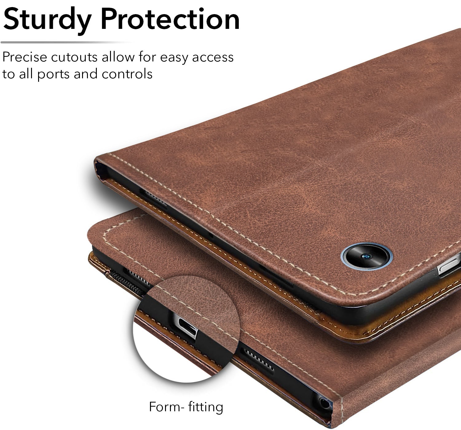 For Realme Pad Mini 8.7 Inch RMP2105/2106 Flip Cover Folio Case (PU Leather | Multi-Angle Smart Stand | Card Storage Slots | Silicone Back Pouch)