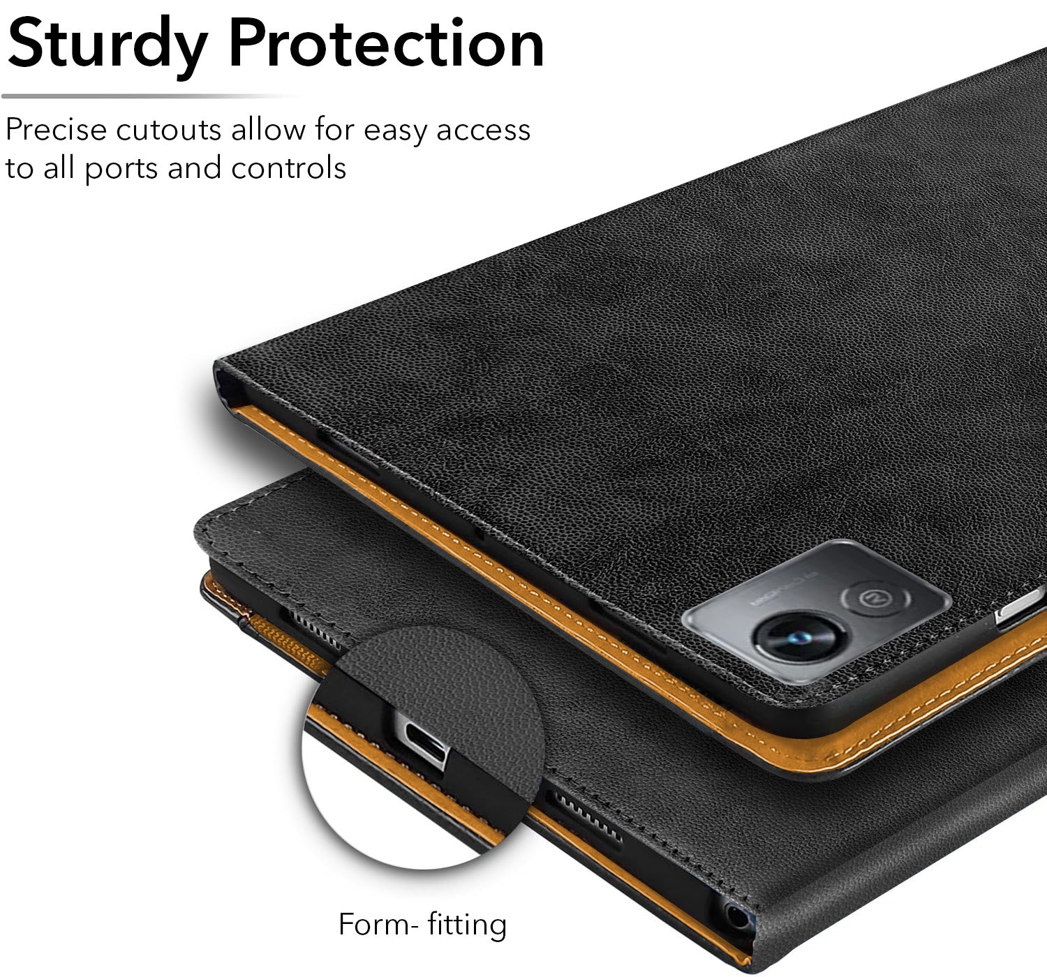 For Realme Pad X 11 Inch  RMP2107/P2108 Flip Cover Folio Cover(PU Leather | Multi-Angle Smart Stand | Card Storage Slots | Silicone Back Pouch)
