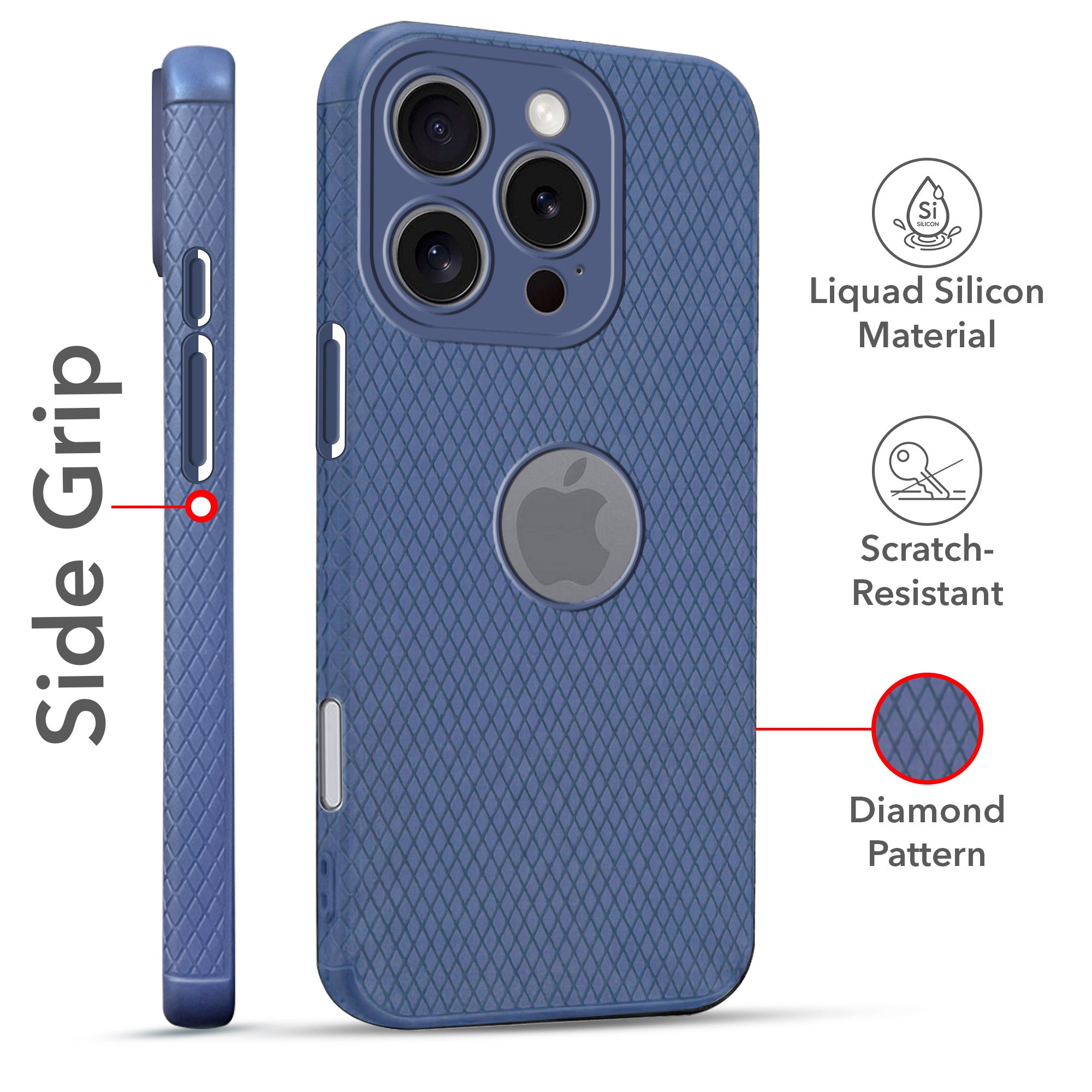 For Apple iPhone 16 Pro Combo with Back Cover and 9H Tempered Glass (Liquid Silicone | Camera Protection | Oleophobic Coating Screen Glass)