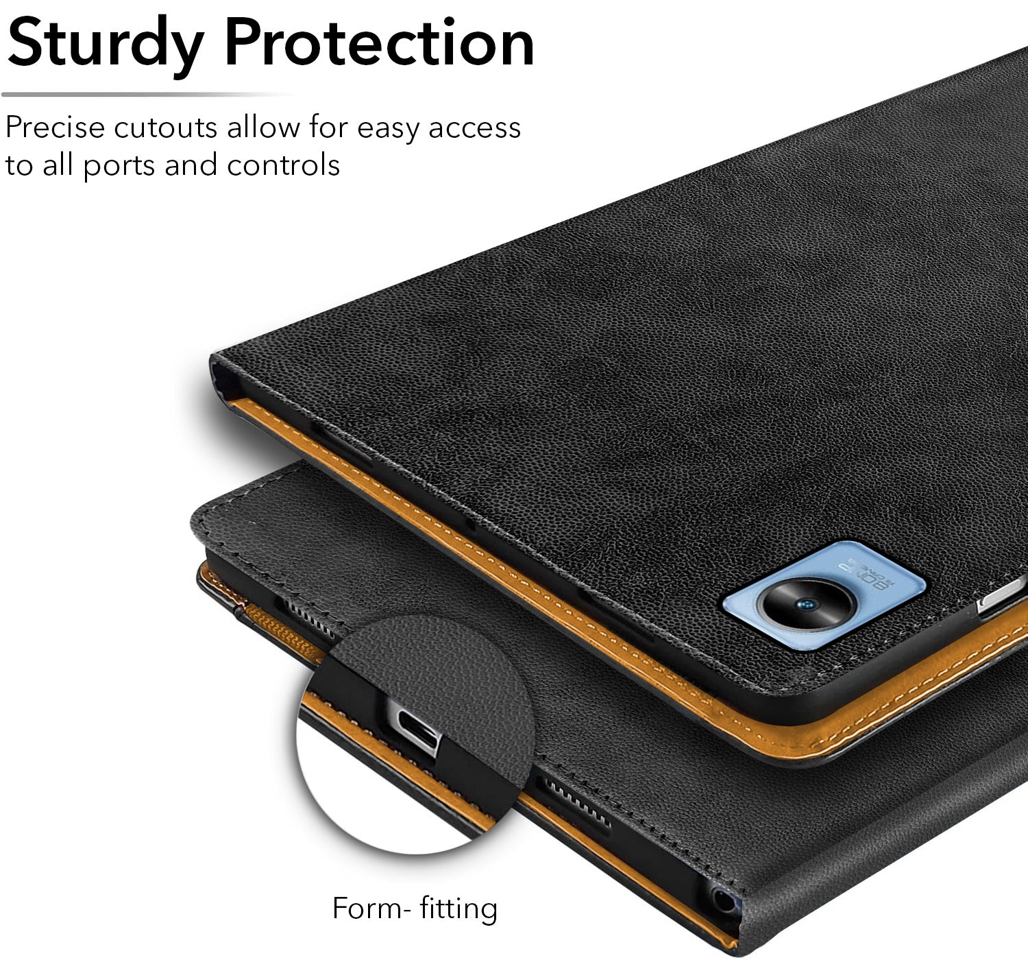 For Realme Pad Mini 8.7 Inch RMP2105/2106 Flip Cover Folio Cover (PU Matte Leather | Multi-Angle Smart Stand | Card Storage Slots | Silicone Back Pouch)