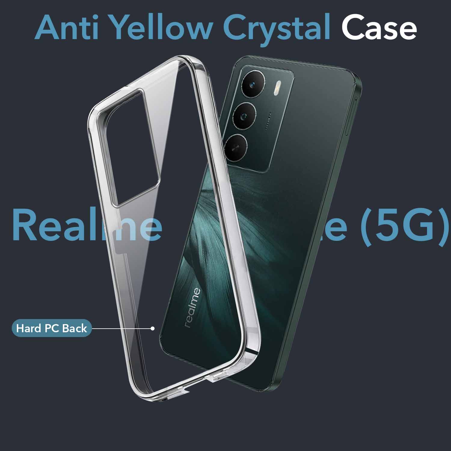 For Realme P3 Life time Anti-Yellow Clear Back Cover Case (Sleek Hard Crystal | Shockproof and Camera Protection)
