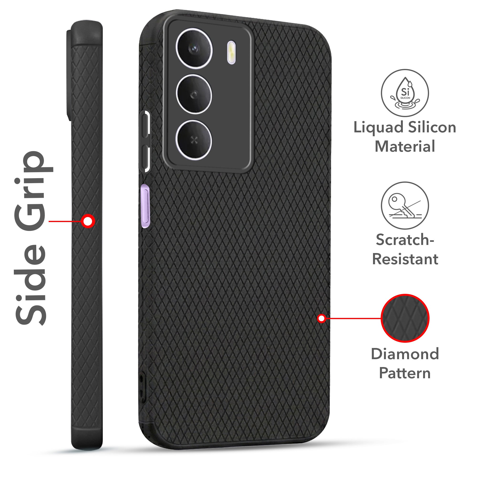 For Realme C73 Combo with Back Cover and 9H Tempered Glass (Liquid Silicone | Camera Protection | Oleophobic Coating Screen Glass)