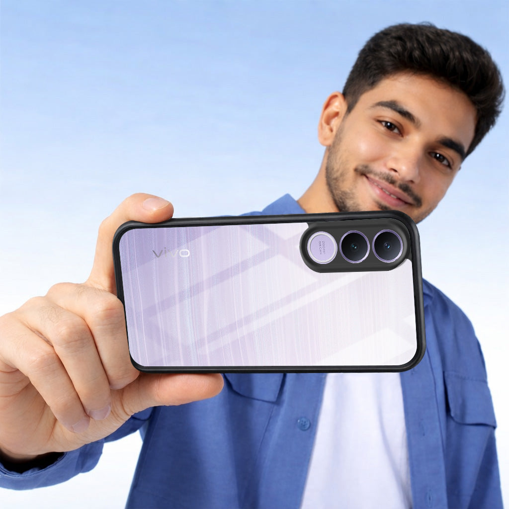 For Vivo V70 FE 5G Combo with Back Cover and 9H Tempered Glass (Lifetime Anti-Yellow | Crystal Clear Shockproof | Oleophobic Coating Screen Glass)