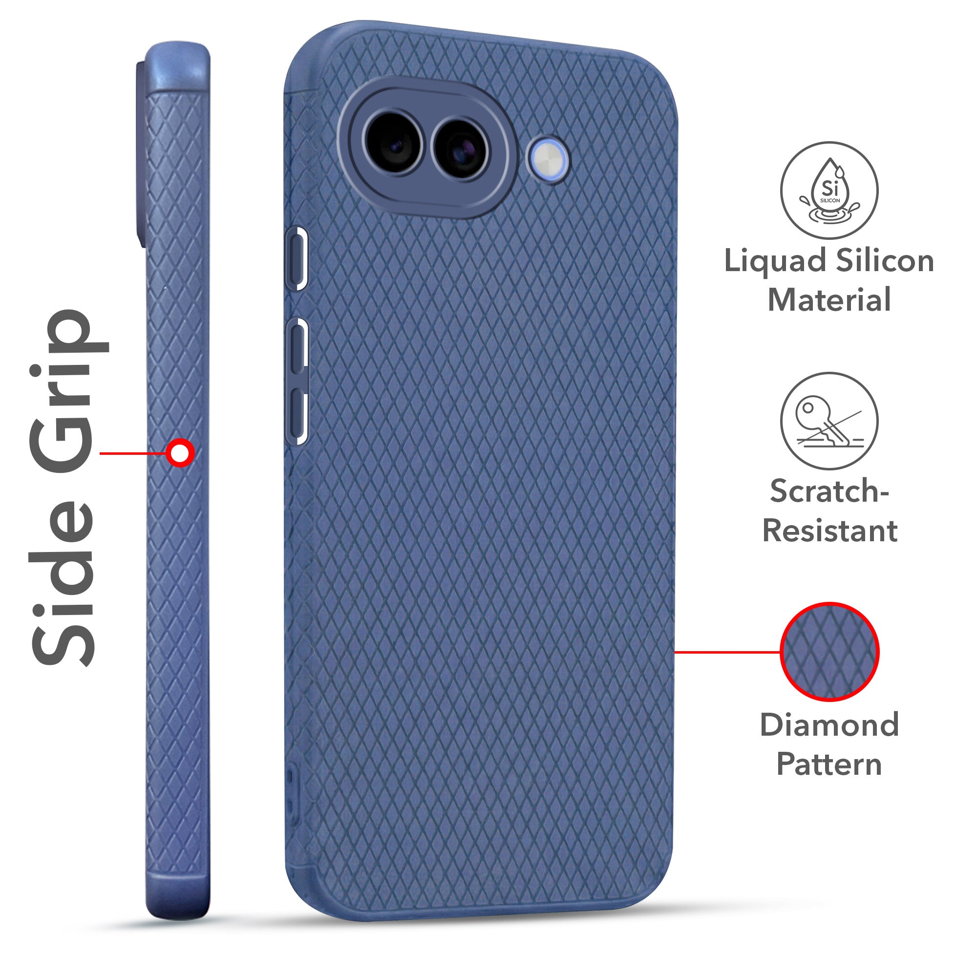 For Google Pixel 10a Combo with Back Cover and 9H Tempered Glass (Liquid Silicone | Camera Protection | Oleophobic Coating Screen Glass)