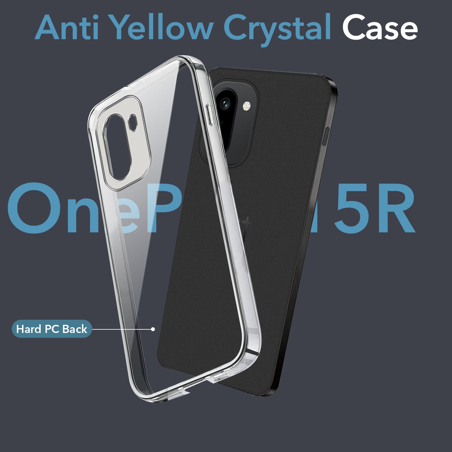 For OnePlus 15R Back Cover Case Lifetime Anti-Yellow Clear (Sleek Hard Crystal | Shockproof and Camera Protection)
