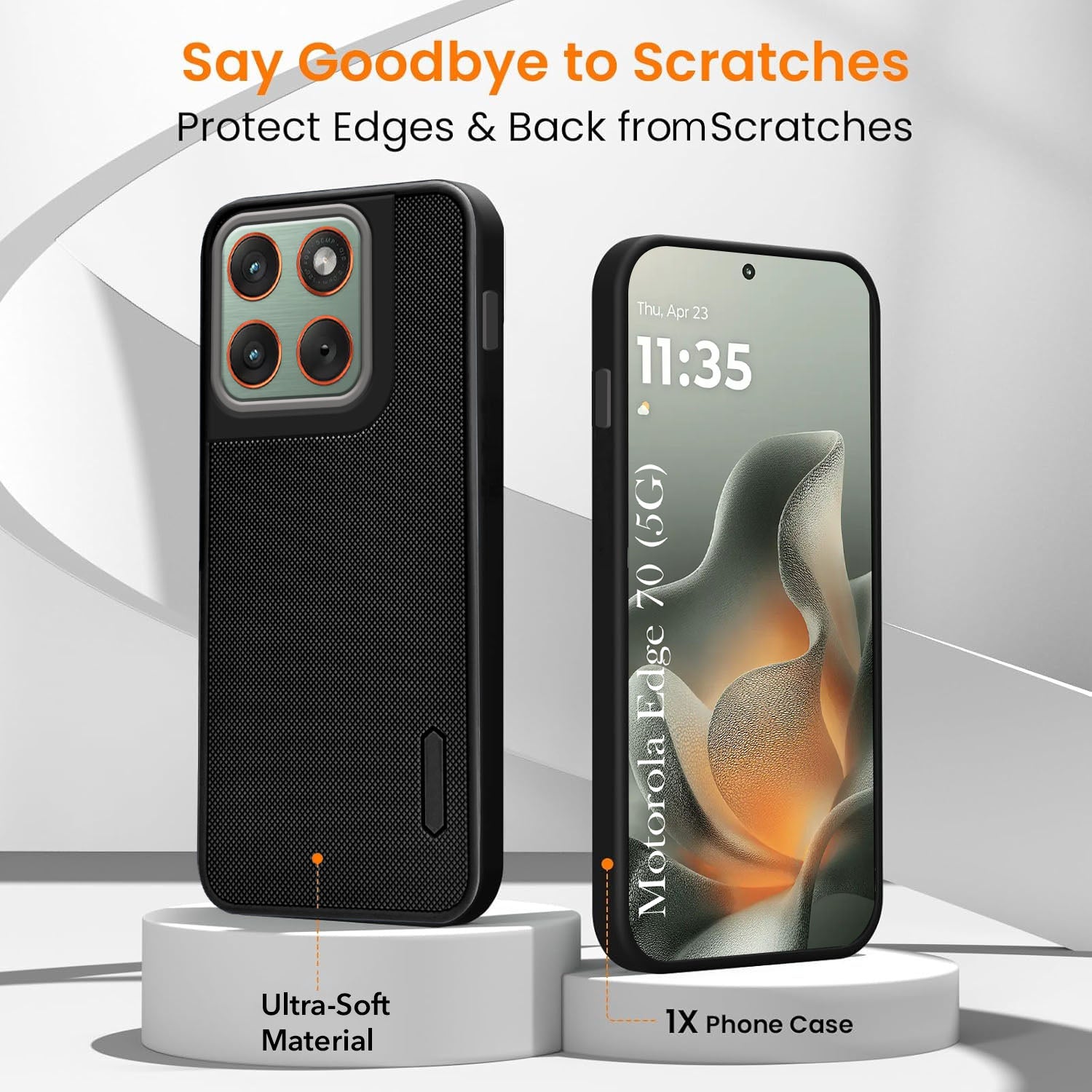 For Motorola Moto Edge 70 Combo with Back Cover and 9H Tempered Glass (Textured Grip Design | Micro-Fiber Cloth Inside | Oleophobic Coating Screen Glass)