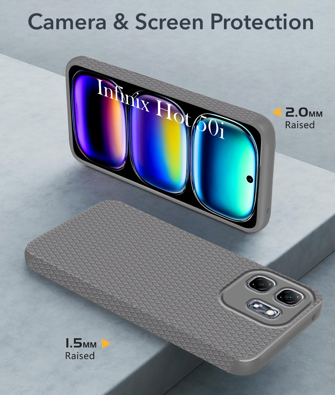 For Infinix Hot 50i Back Cover Case (Camera Protection | Side Grip Texture | Soft and Flexible)