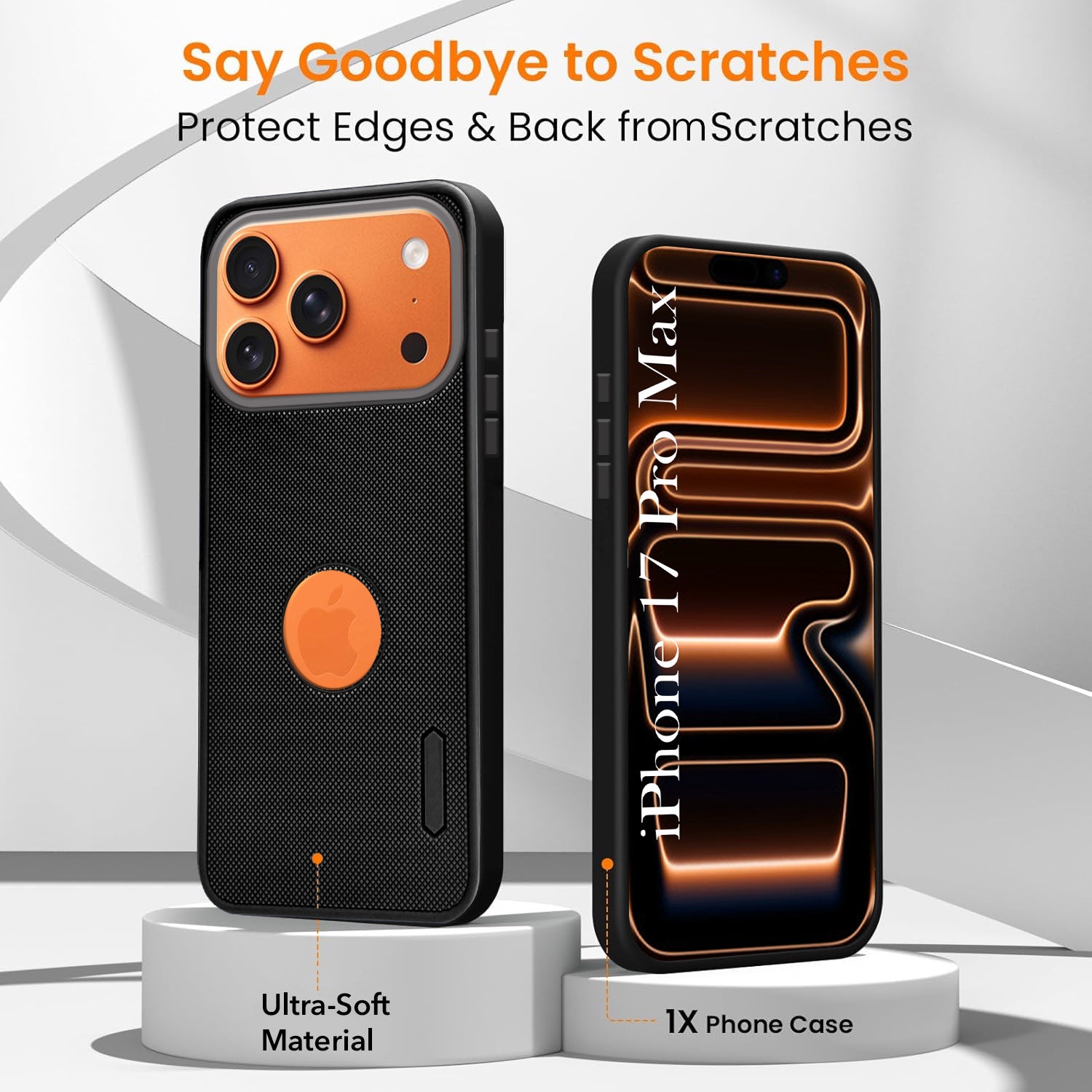 For Apple iPhone 17 Pro Max Combo with Back Cover and 9H Tempered Glass (Textured Grip Design | Micro-Fiber Cloth Inside | Oleophobic Coating Screen Glass)