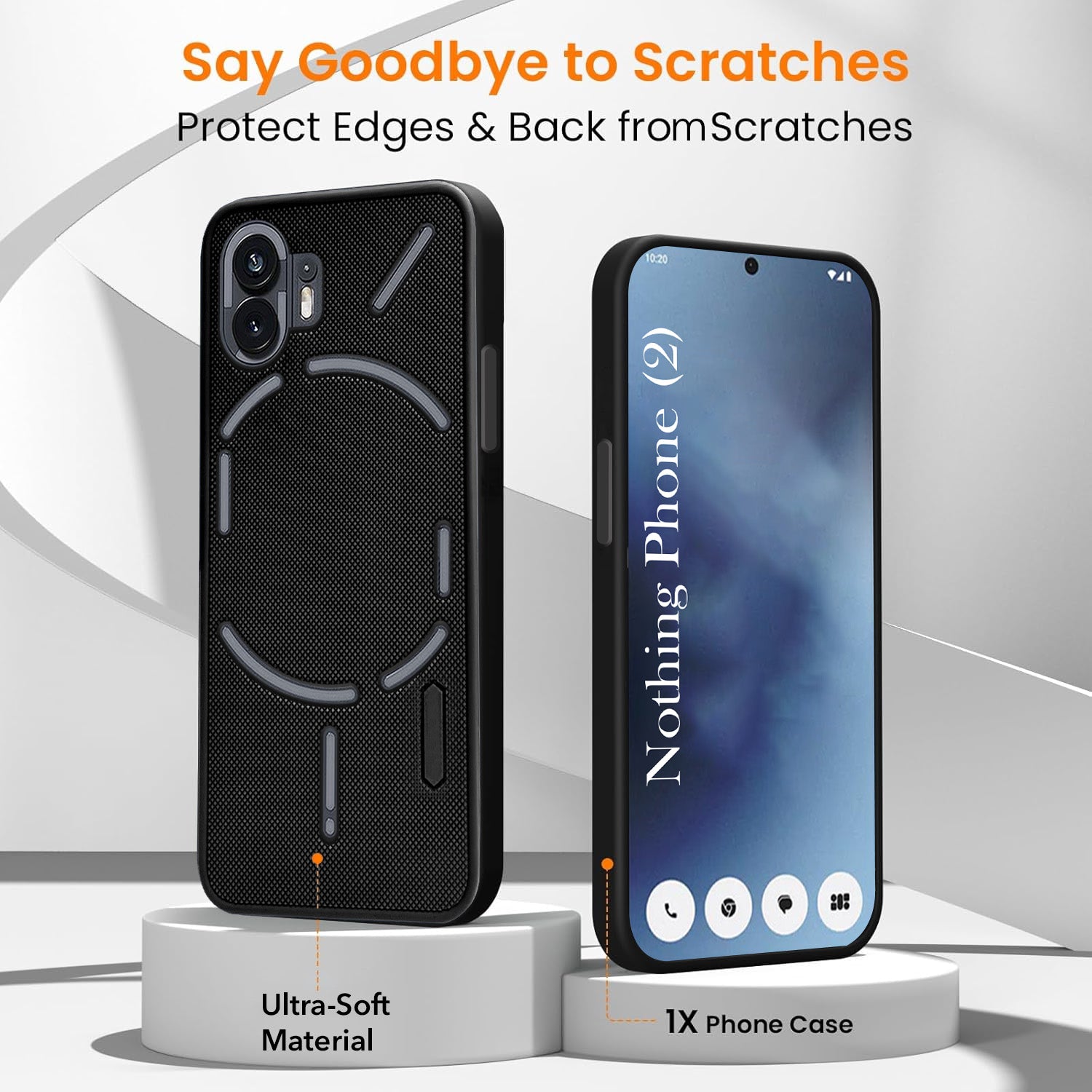 For Nothing Phone 2 Combo (Textured Grip Design | Micro-Fiber Cloth Inside | Oleophobic Coating Screen Glass)