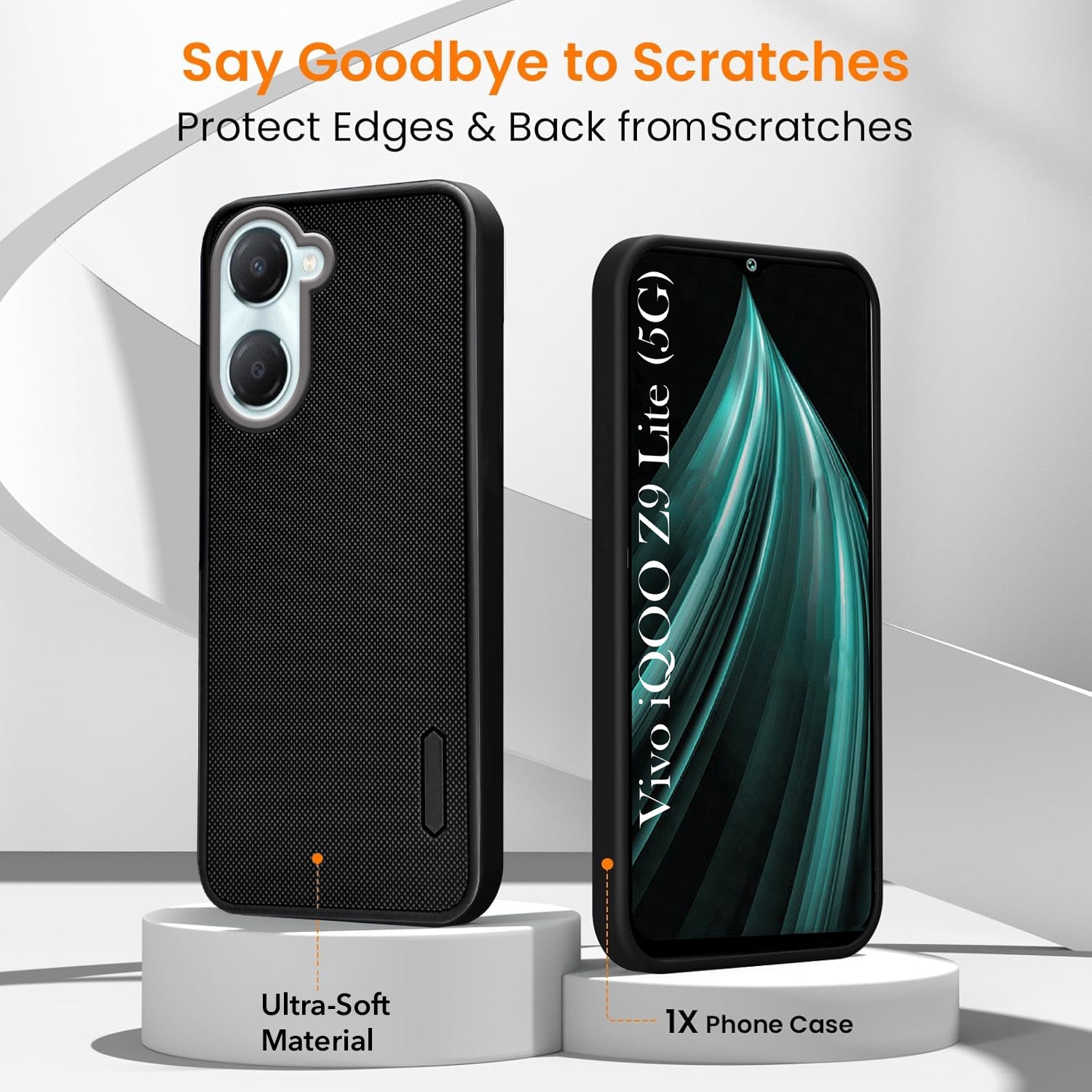 For Vivo iQOO Z9 Lite Combo (Textured Grip Design | Micro-Fiber Cloth Inside | Oleophobic Coating Screen Glass)
