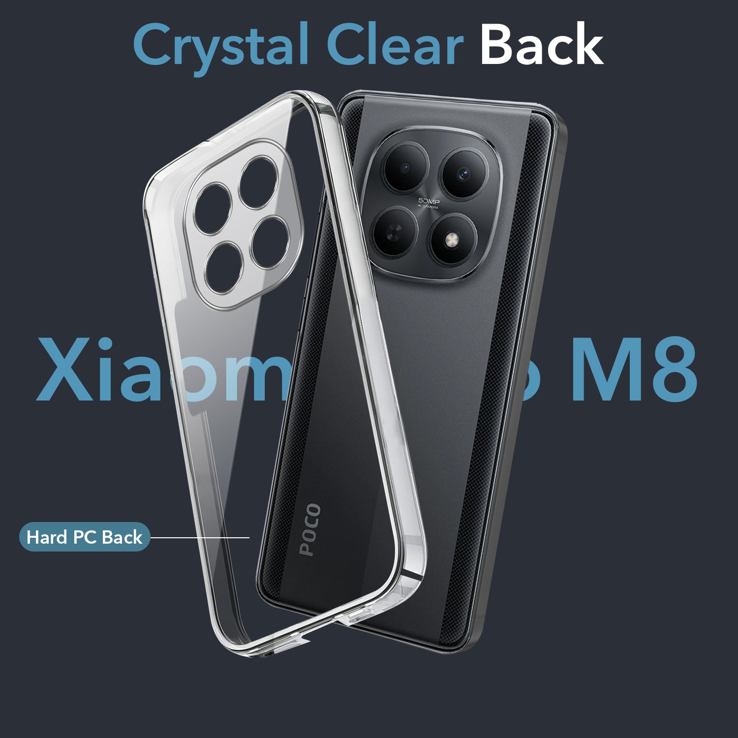 For Poco M8 5G Back Cover Case Lifetime Anti-Yellow Clear (Sleek Hard Crystal | Shockproof and Camera Protection)