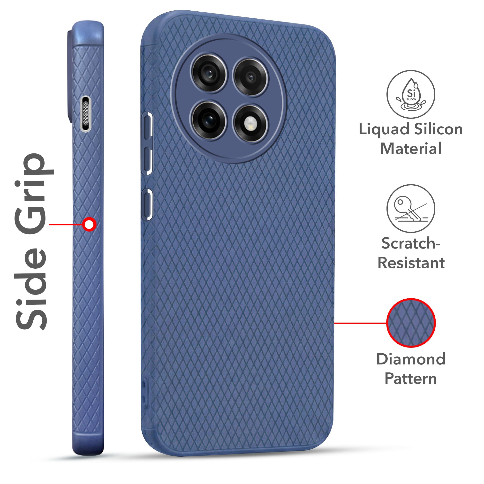 For OnePlus 13R 5G Combo with Back Cover and 9H Tempered Glass (Liquid Silicone | Camera Protection | Oleophobic Coating Screen Glass)