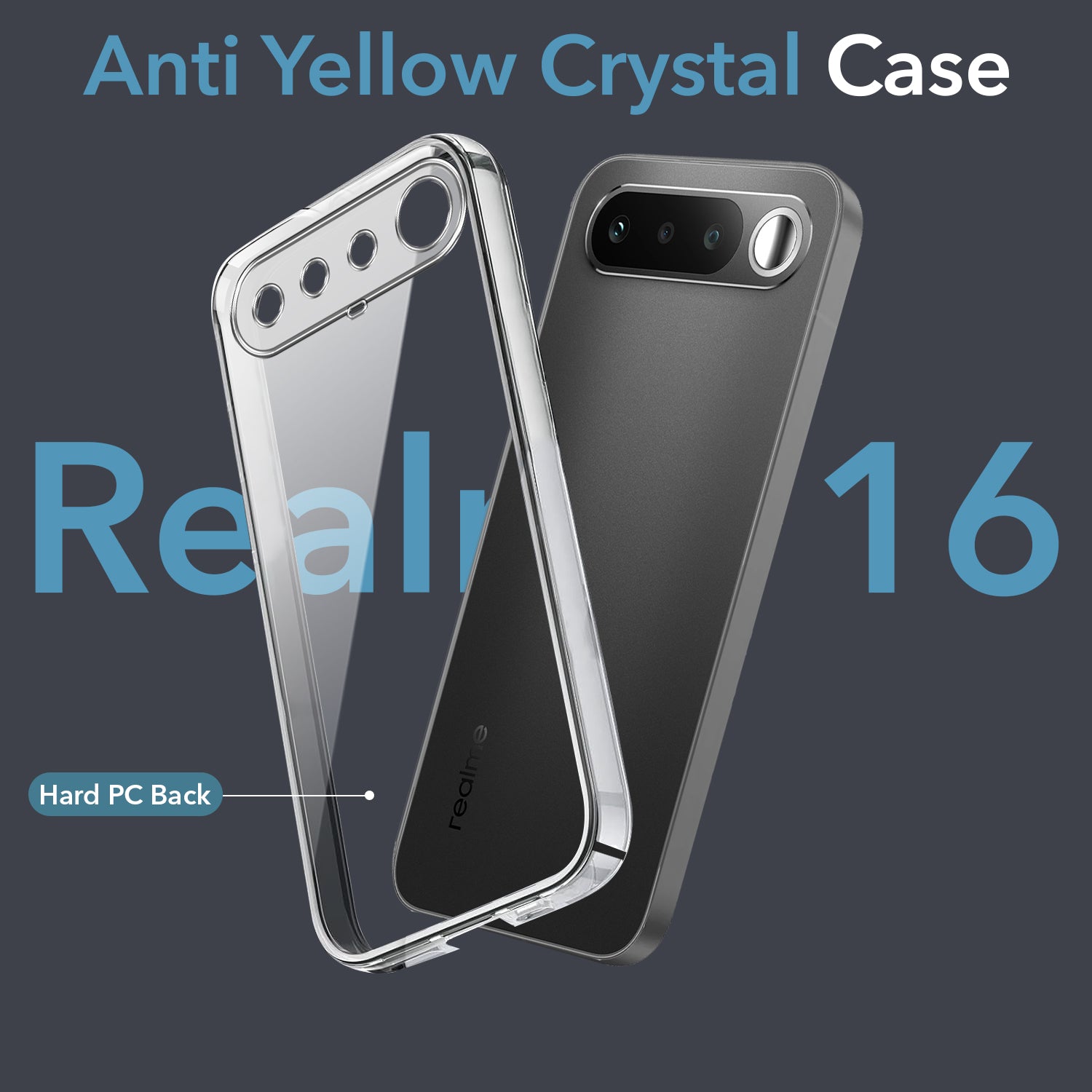 For Realme 16 Back Cover Lifetime Anti-Yellow Clear (Sleek Hard Crystal | Shockproof and Camera Protection)