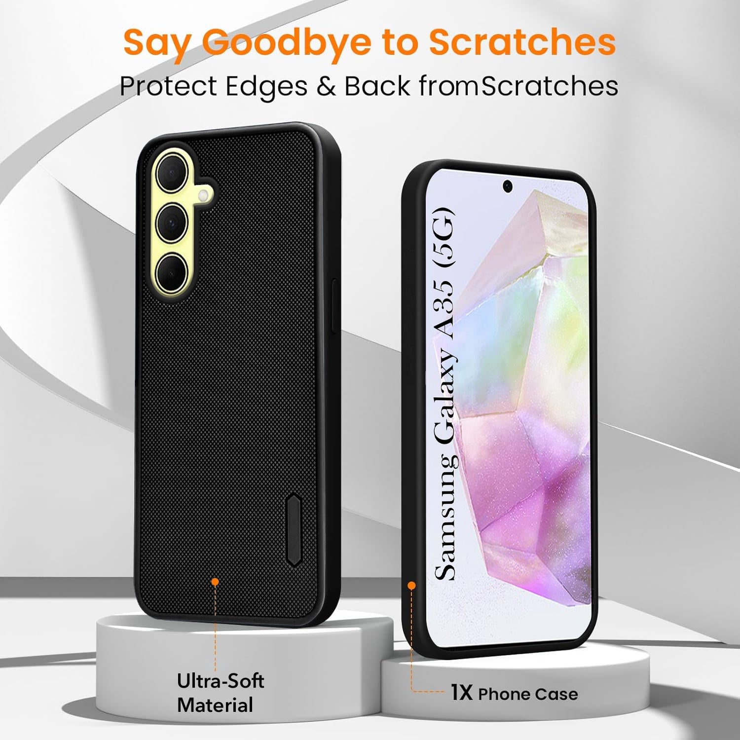 For Samsung Galaxy A35 5G Combo (Textured Grip Design | Micro-Fiber Cloth Inside | Oleophobic Coating Screen Glass)