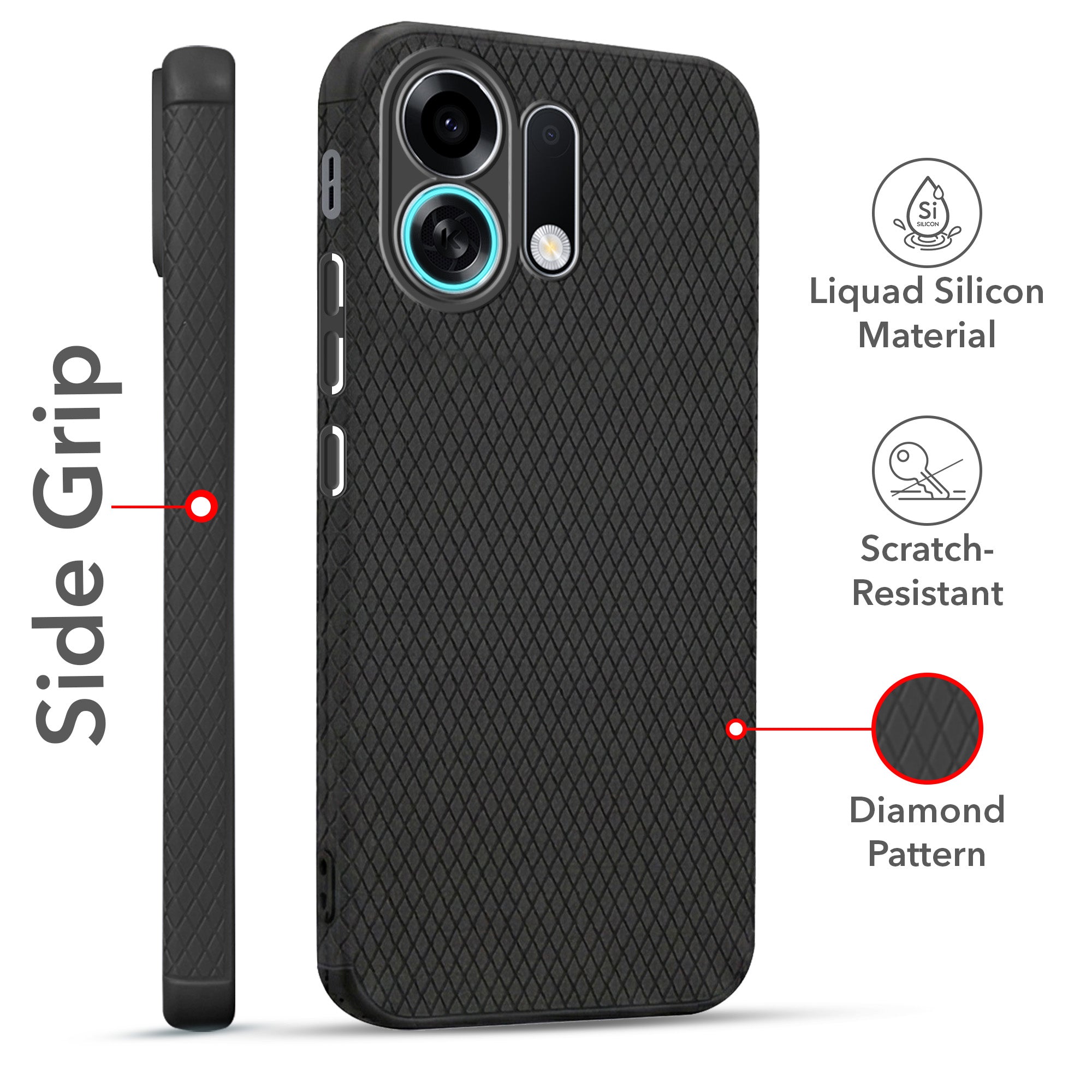 For Oppo K13 Turbo | Oppo K13 Turbo Pro Combo with Back Cover and 9H Tempered Glass (Liquid Silicone | Camera Protection | Oleophobic Coating Screen Glass)