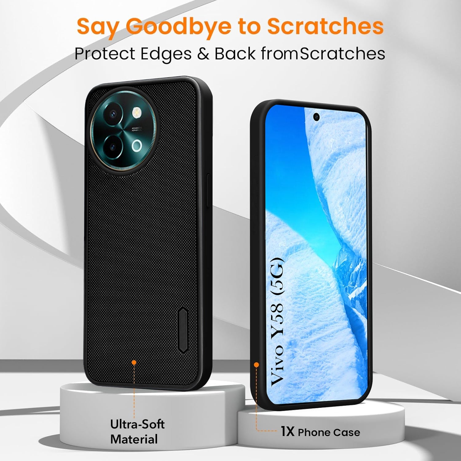For Vivo Y58 5G Combo with Back Cover and 9H Tempered Glass (Liquid Silicone | Camera Protection | Oleophobic Coating Screen Glass)
