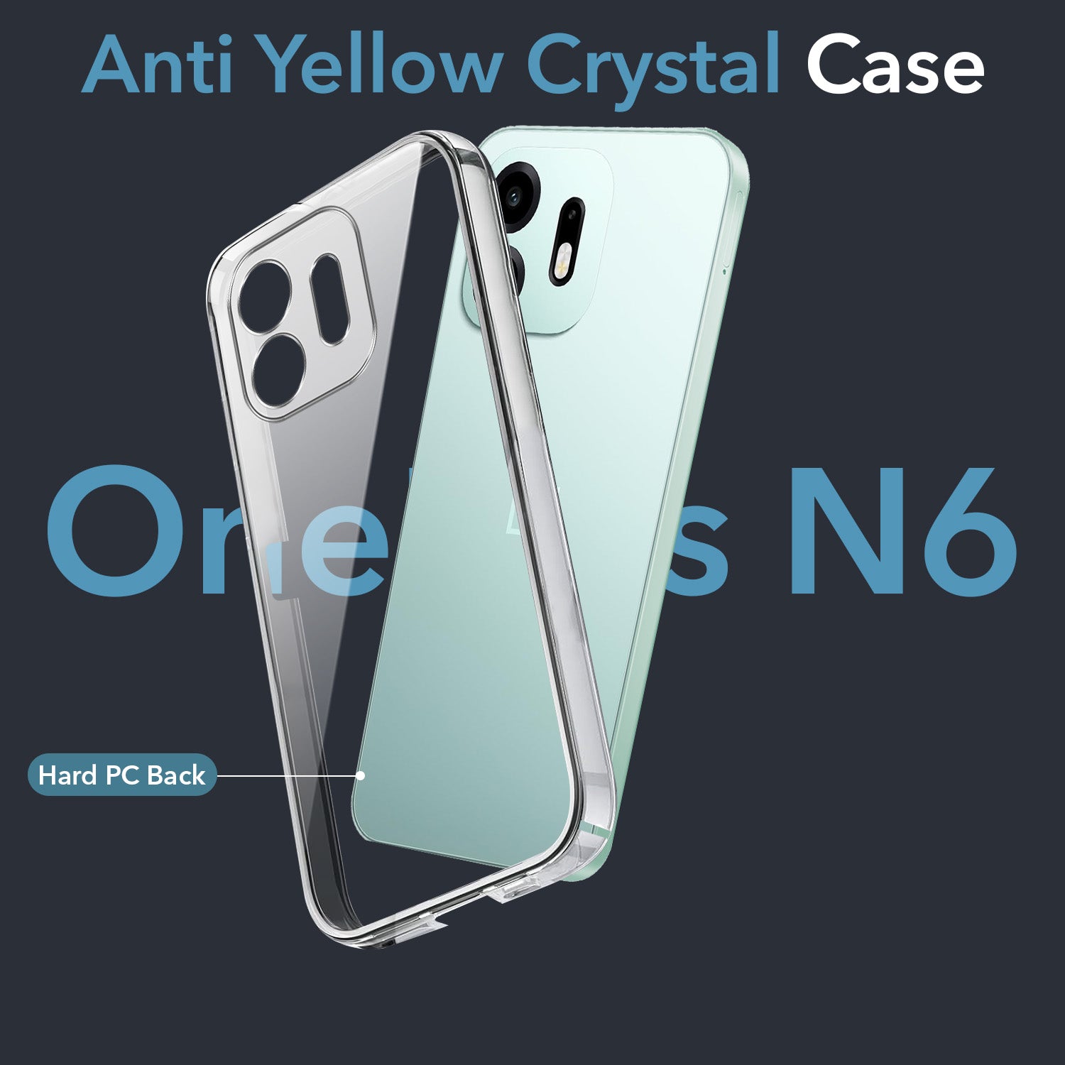 For OnePlus N6 Back Cover Case Lifetime Anti-Yellow Clear (Sleek Hard Crystal | Shockproof and Camera Protection)