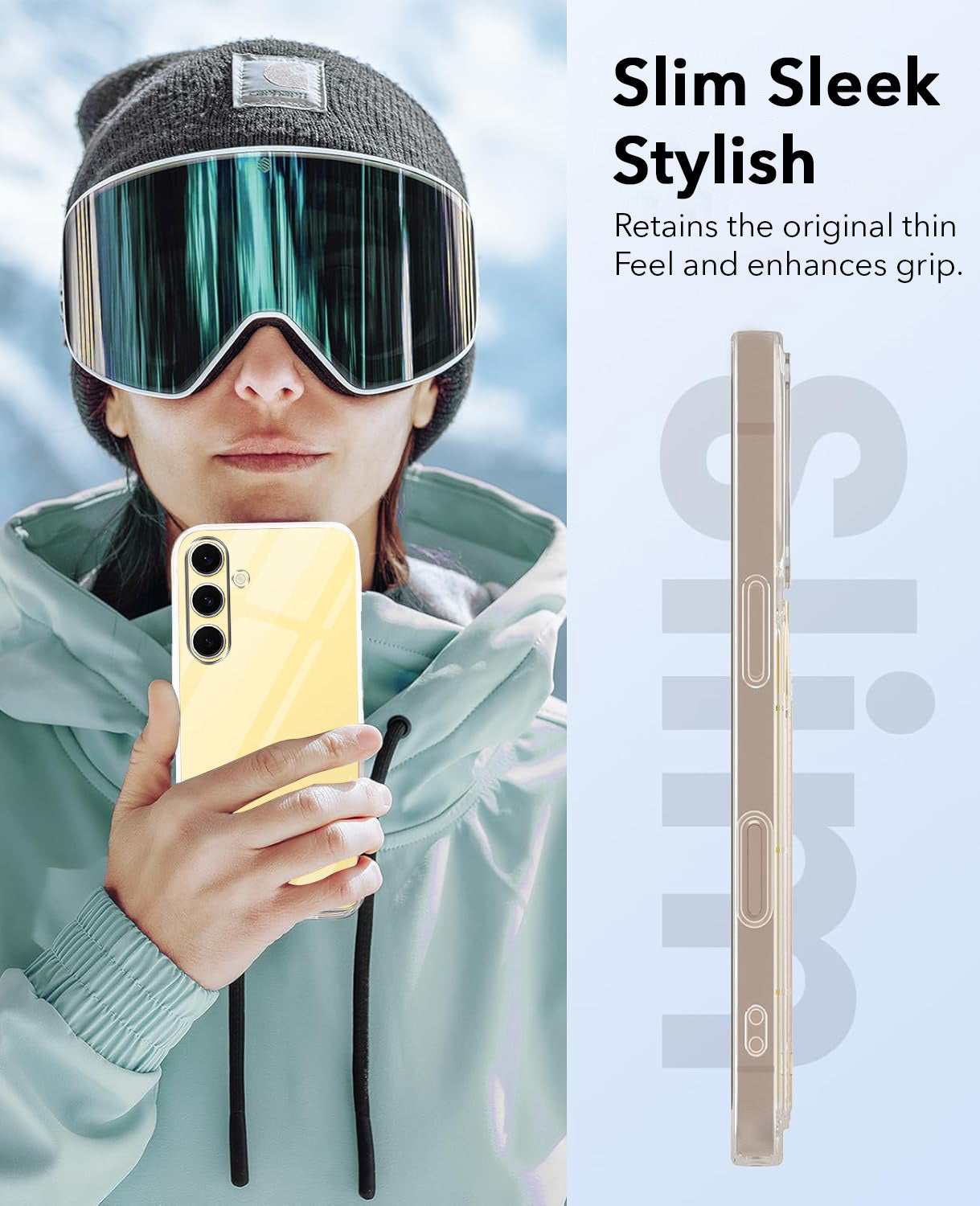 For Samsung Galaxy S24 FE Combo with Back Cover and 9H Tempered Glass (Lifetime Anti-Yellow | Sleek Hard Crystal | Oleophobic Coating Screen Glass)
