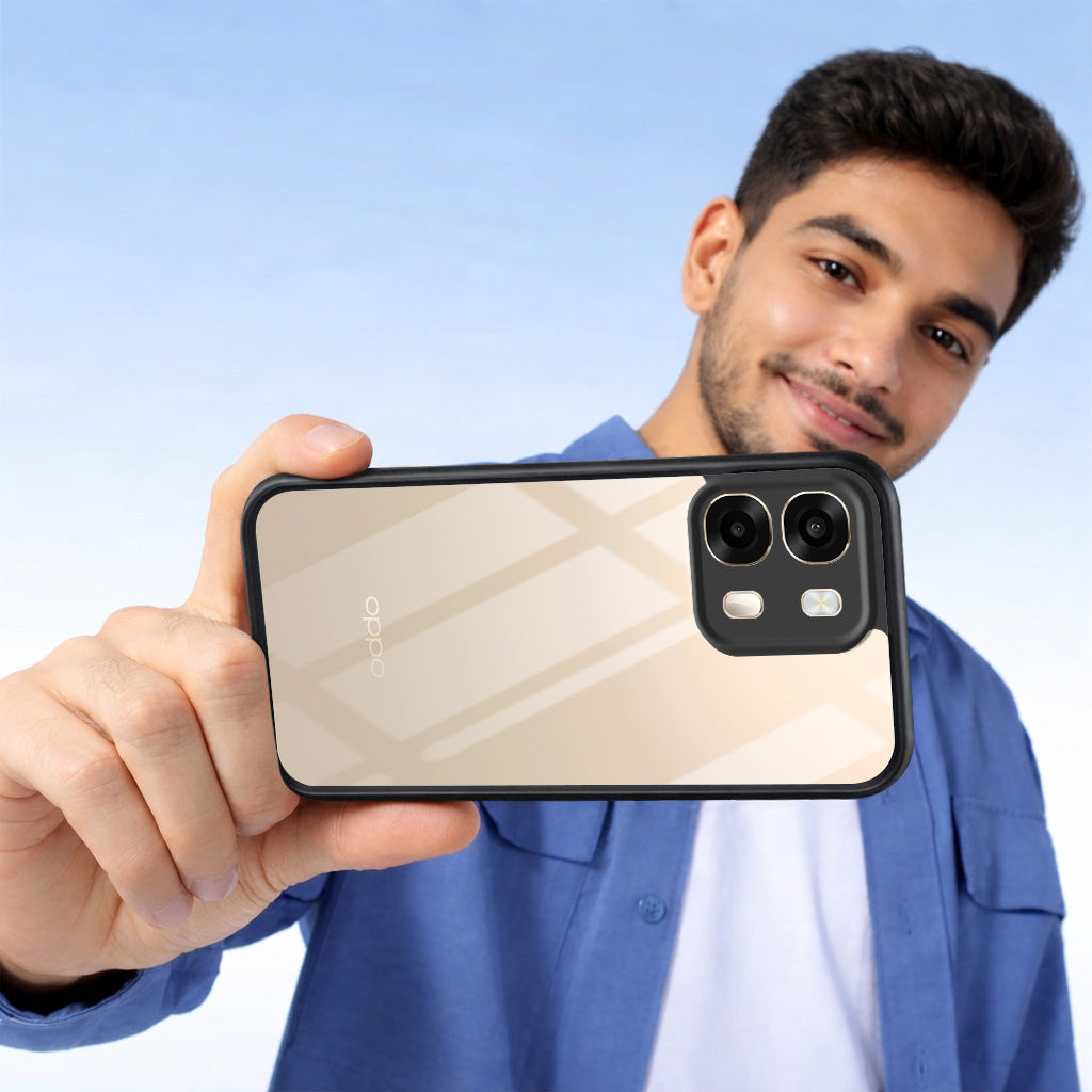 For Oppo A6 Pro Combo with Back Cover and 9H Tempered Glass (Lifetime Anti-Yellow | Crystal Clear Shockproof | Oleophobic Coating Screen Glass)