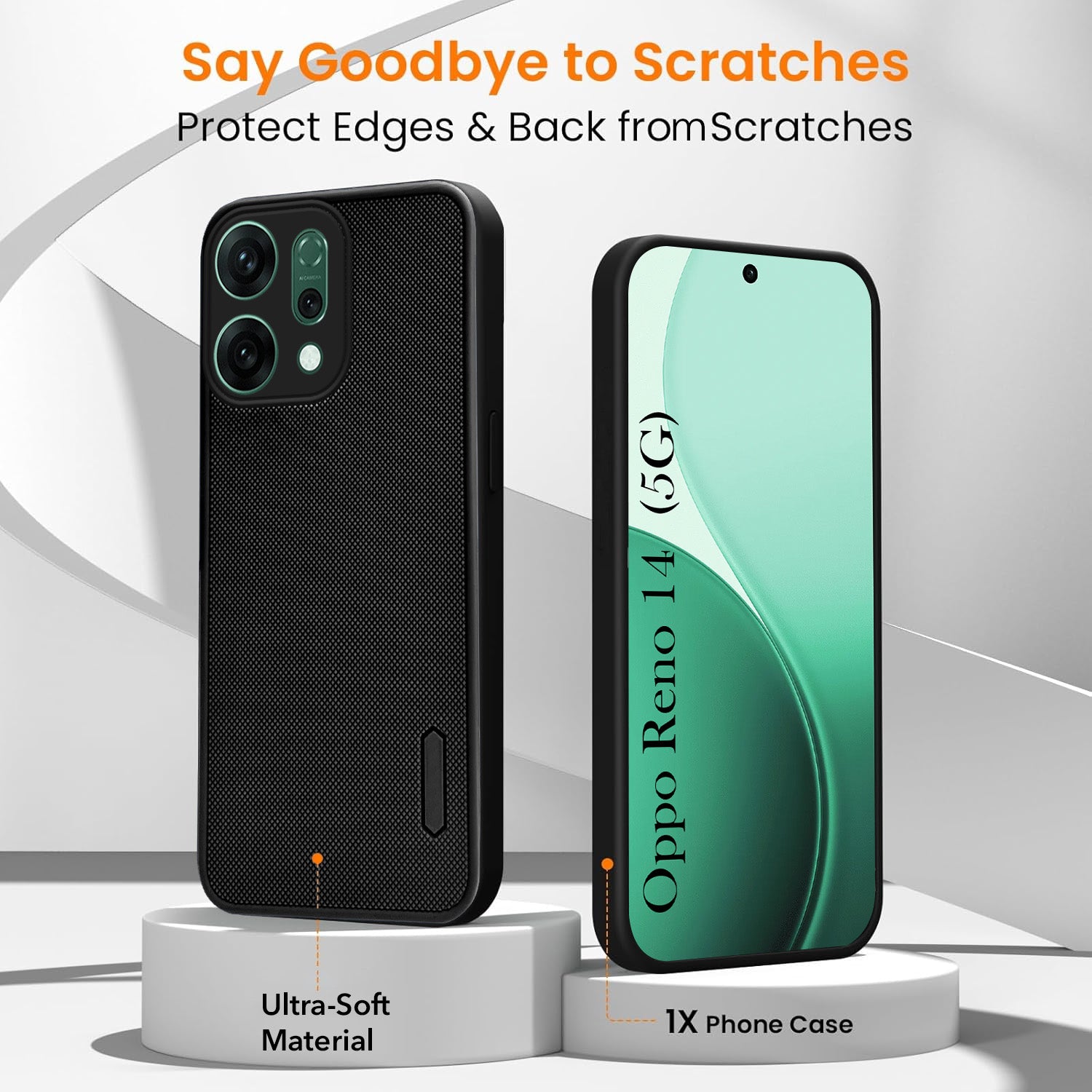 For Oppo Reno14 5G | Oppo Reno 14 5G Combo (Textured Grip Design | Micro-Fiber Cloth Inside | Oleophobic Coating Screen Glass)