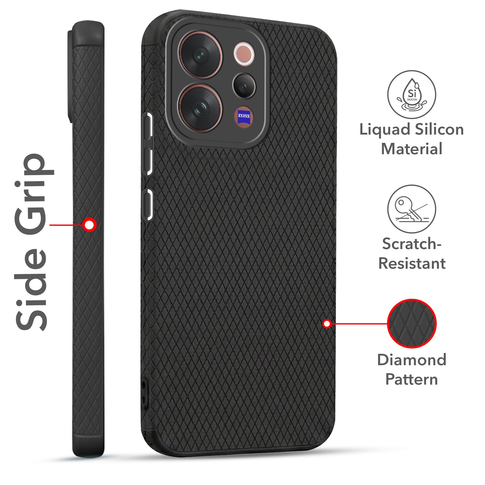 For Vivo V70 | Vivo V70 Elite 5G Combo with Back Cover and 9H Tempered Glass (Liquid Silicone | Camera Protection | Oleophobic Coating Screen Glass)