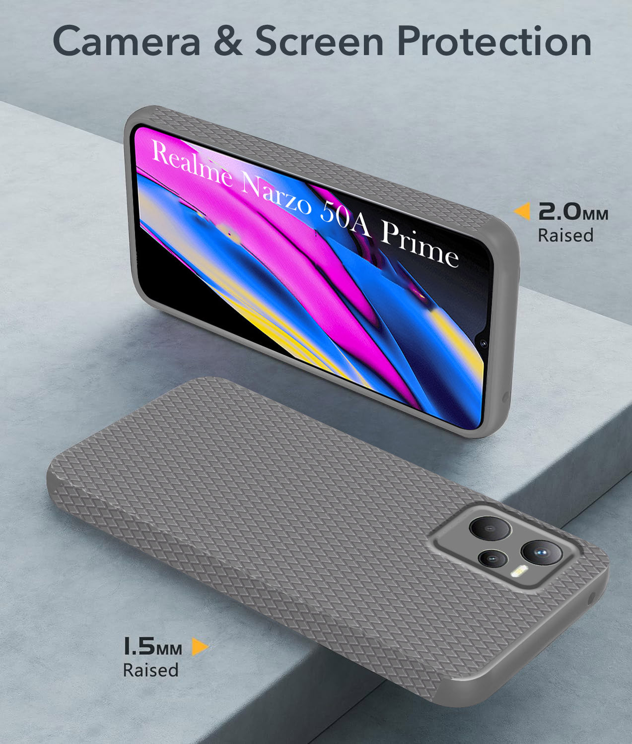 For Realme Narzo 50A Prime Back Cover Case (Liquid Silicone | Side Grip | Camera Protection)