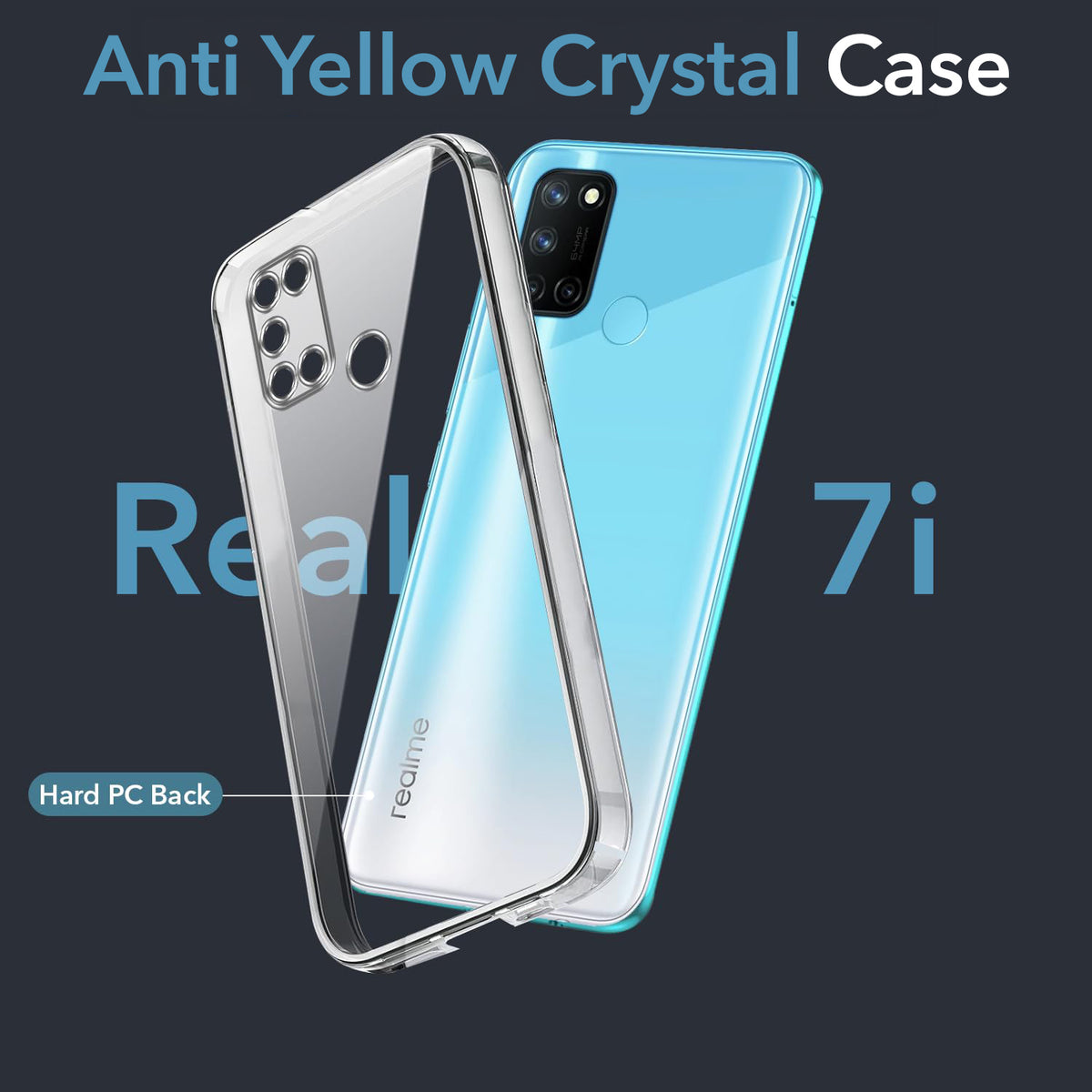 For Realme 7i Back Cover Case Lifetime Anti-Yellow Clear (Sleek Hard Crystal | Shockproof and Camera Protection)