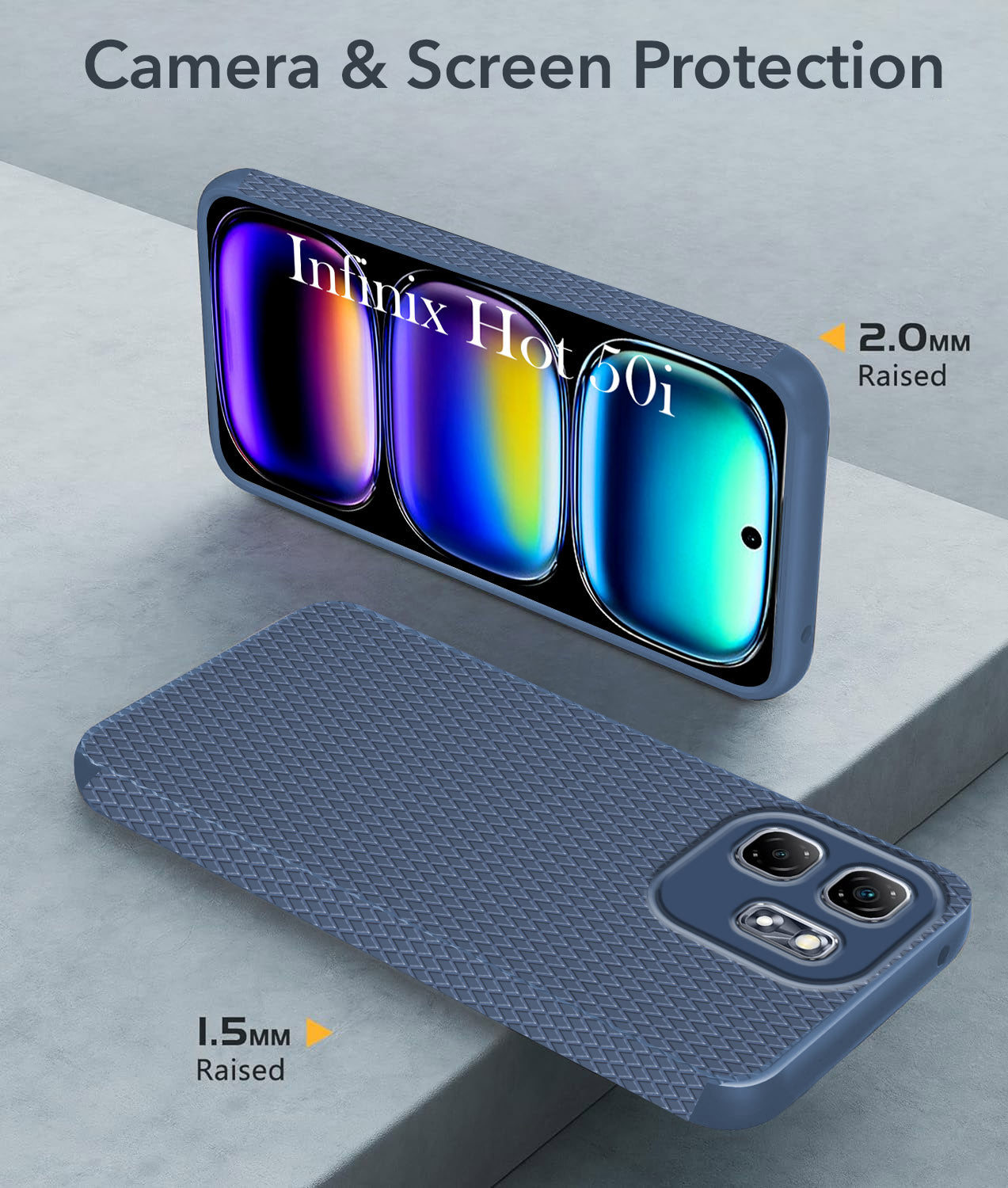 For Infinix Hot 50i Back Cover Case (Camera Protection | Side Grip Texture | Soft and Flexible)