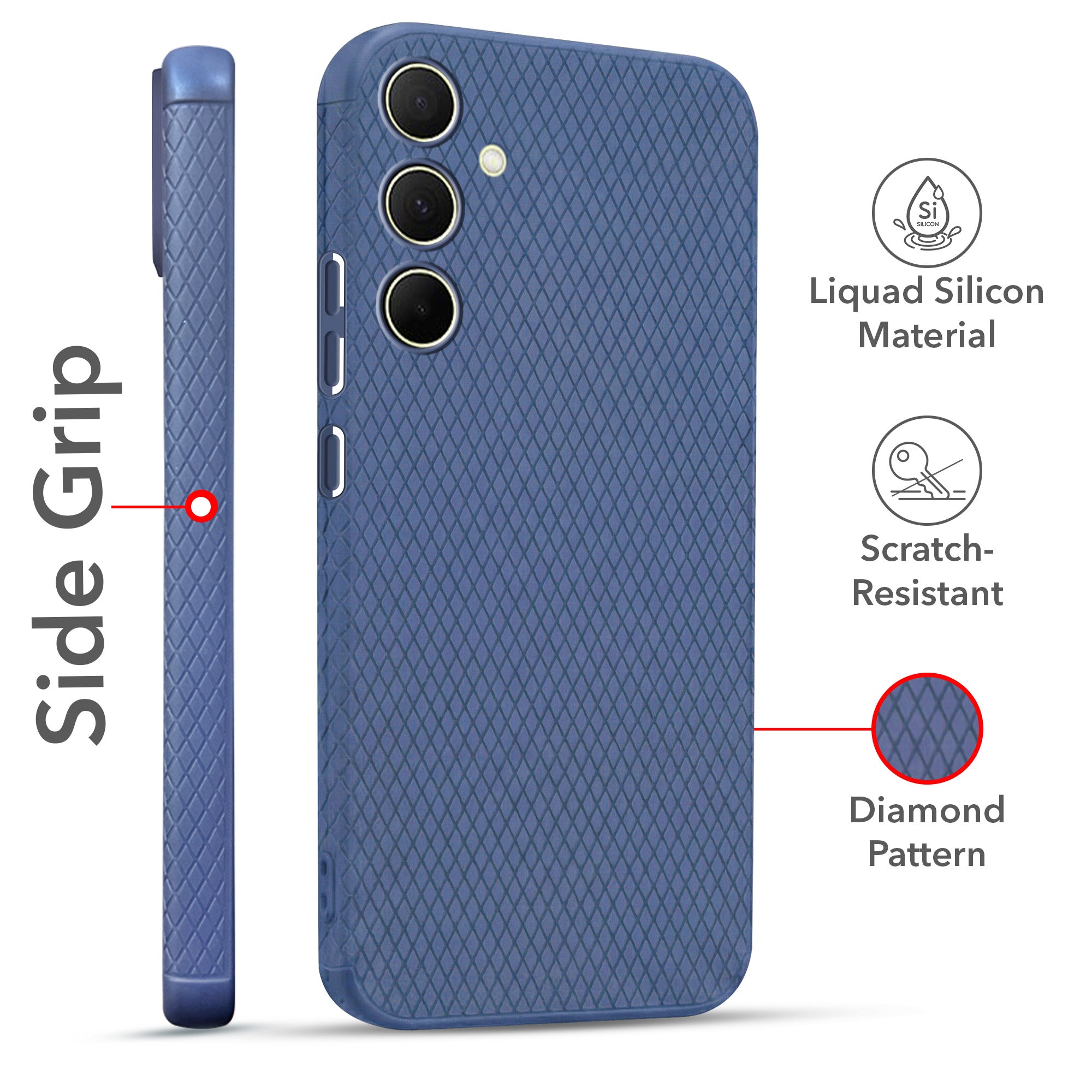 For Samsung Galaxy A35 5G Combo with Back Cover and 9H Tempered Glass (Liquid Silicone | Camera Protection | Oleophobic Coating Screen Glass)